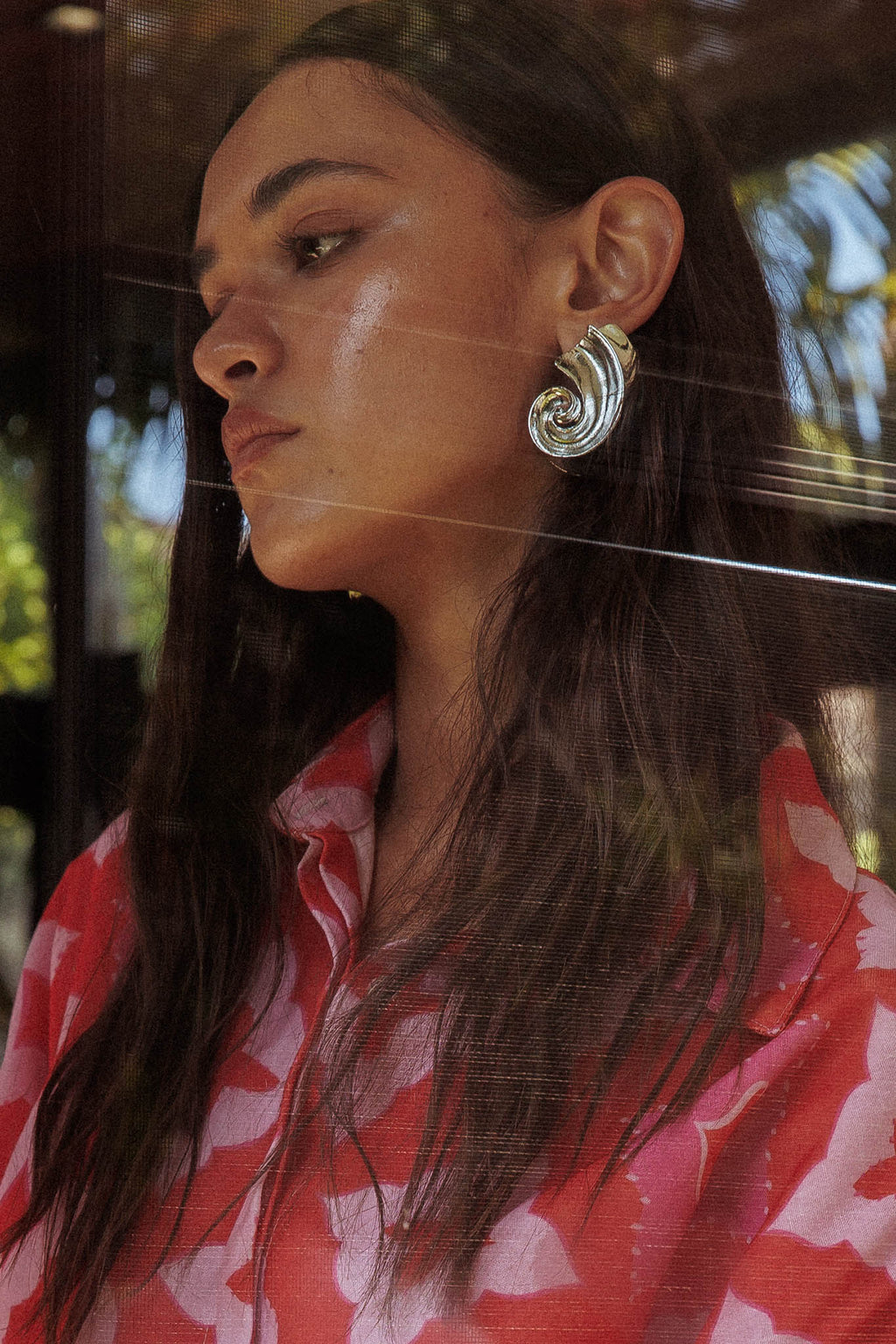 Calypso Spiral Shell Earrings Silver by Selfie Leslie