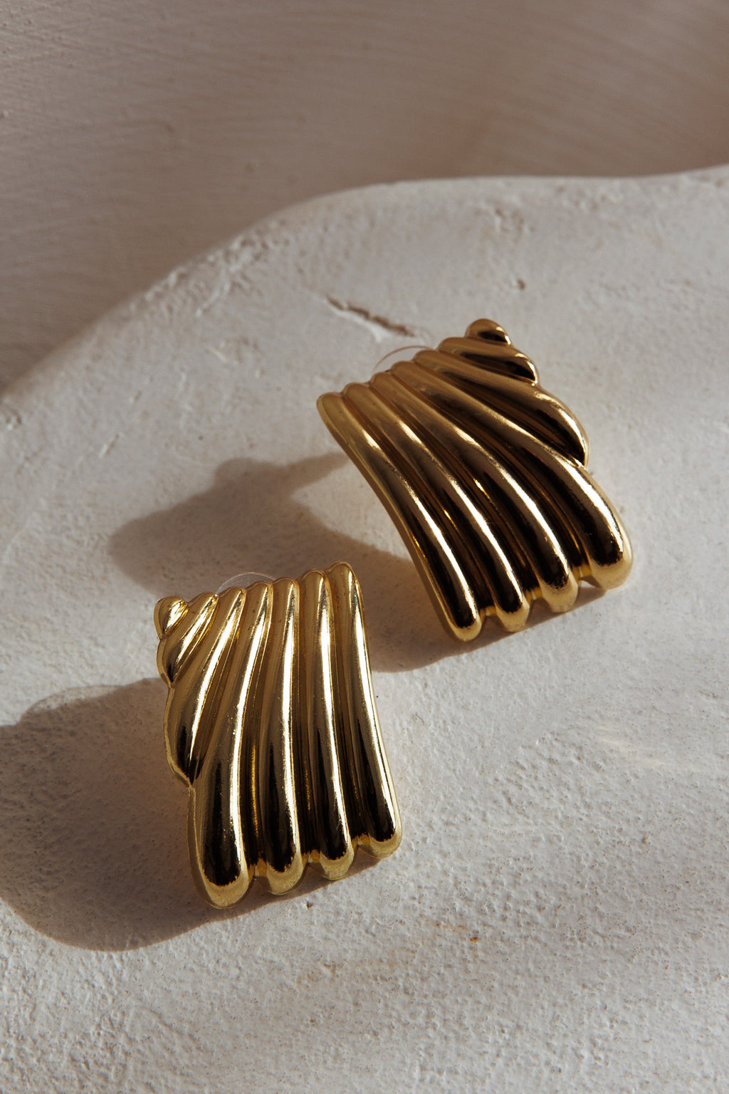 Wisdom Grooved Rectangle Earrings Gold by Selfie Leslie