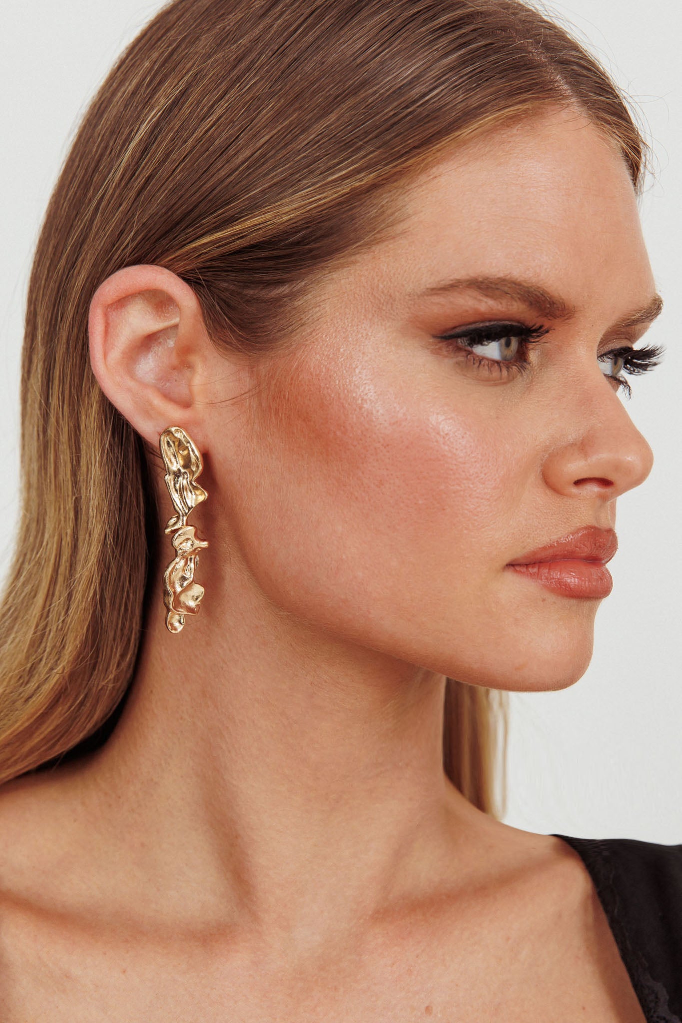 Bella Drop Stud Earrings Gold by Selfie Leslie