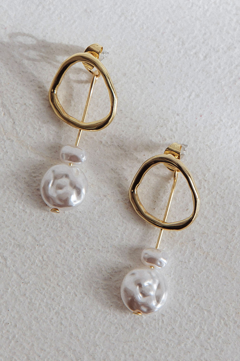 Amelie Pearl Drop Stud Earrings Gold by Selfie Leslie