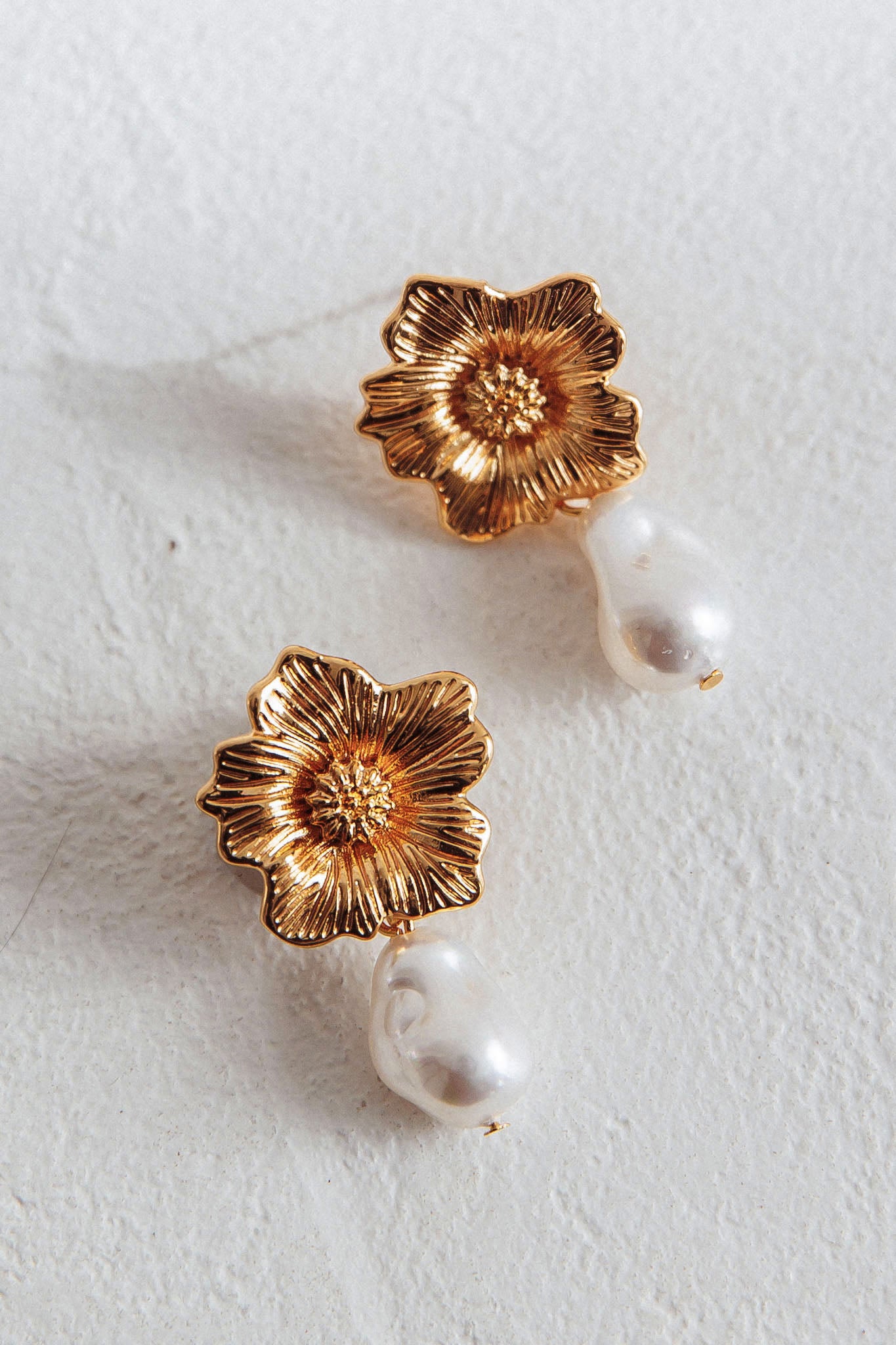 Camryn Drop Pearl Earrings Gold by Selfie Leslie