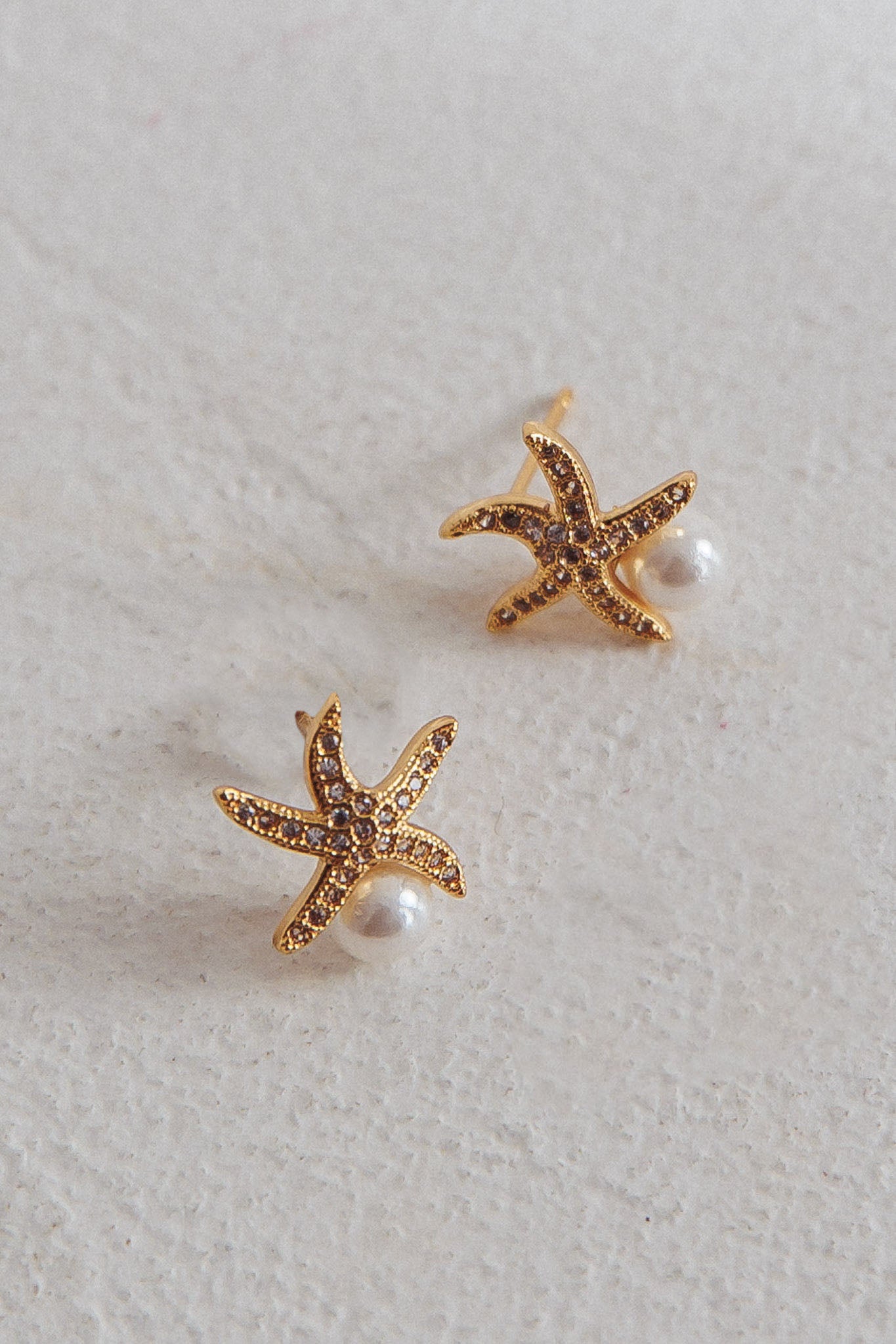 Ethereal Starfish With Pearl Stud Earrings Gold by Selfie Leslie