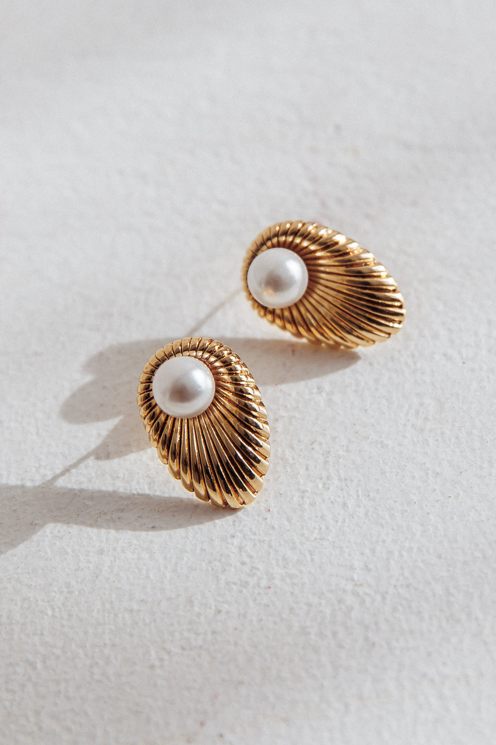 Anika Stud Pearl Earrings Gold by Selfie Leslie