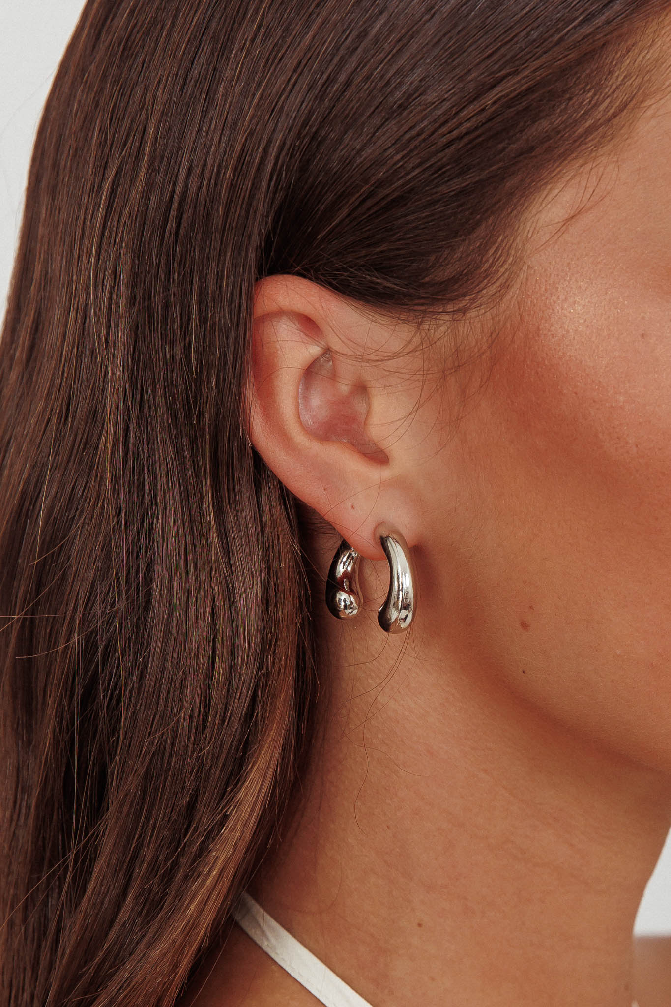 Chiara Half Hoop Stud Earrings Dark Silver by Selfie Leslie