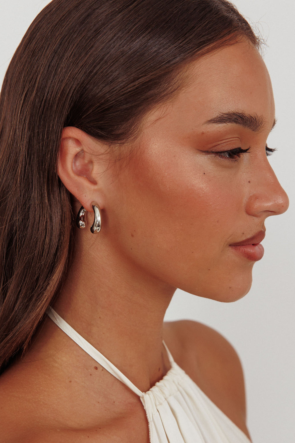 Chiara Half Hoop Stud Earrings Dark Silver by Selfie Leslie