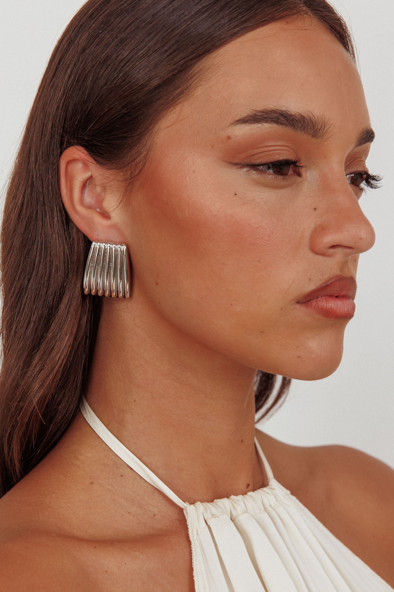 Parker Ridged Geometric Earrings Dark Silver by Selfie Leslie