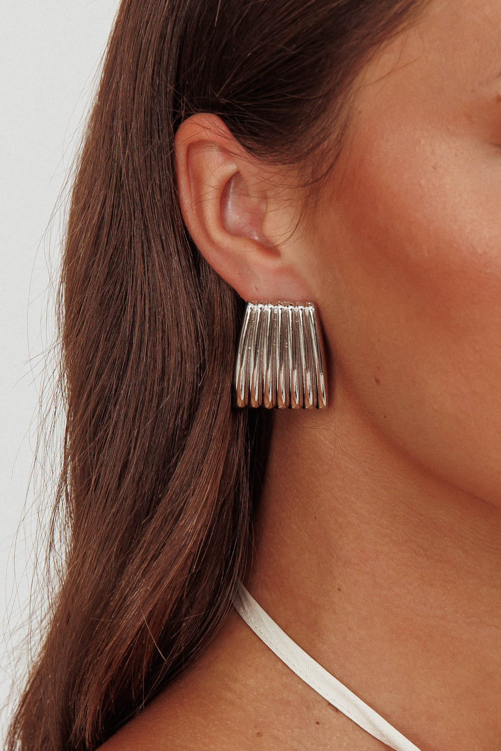 Parker Ridged Geometric Earrings Dark Silver by Selfie Leslie