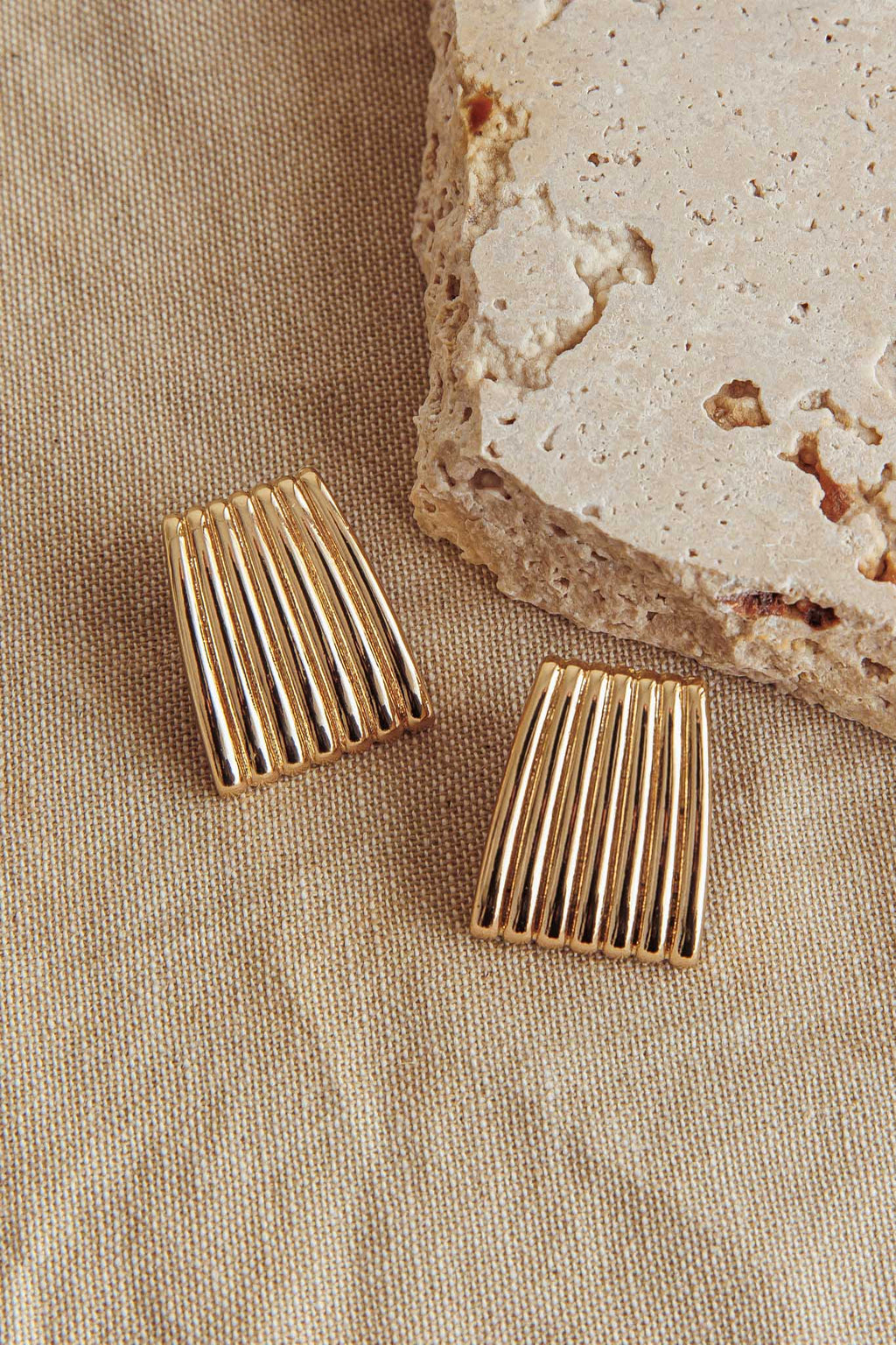 Parker Ridged Geometric Earrings Gold by Selfie Leslie