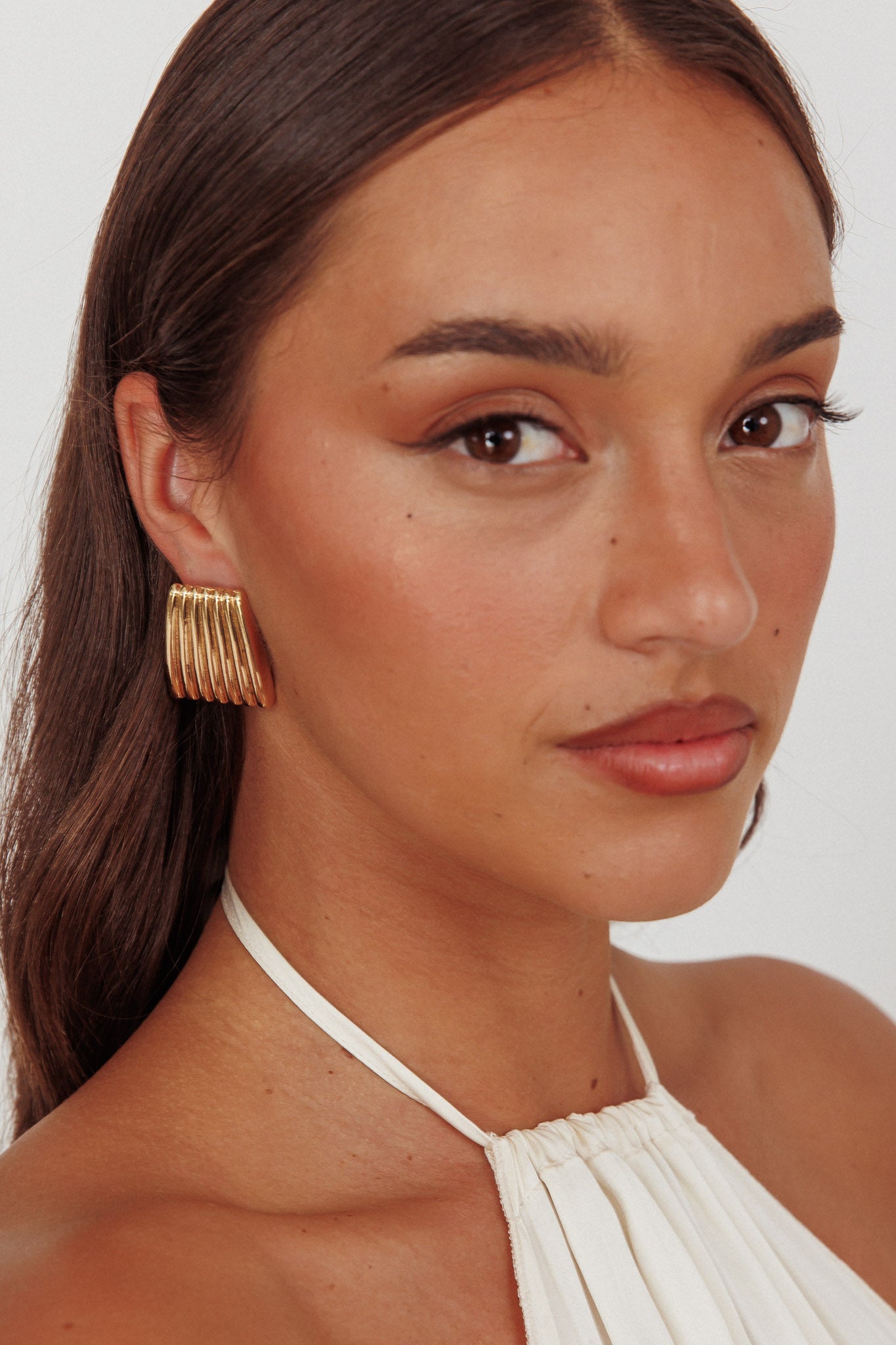 Parker Ridged Geometric Earrings Gold by Selfie Leslie