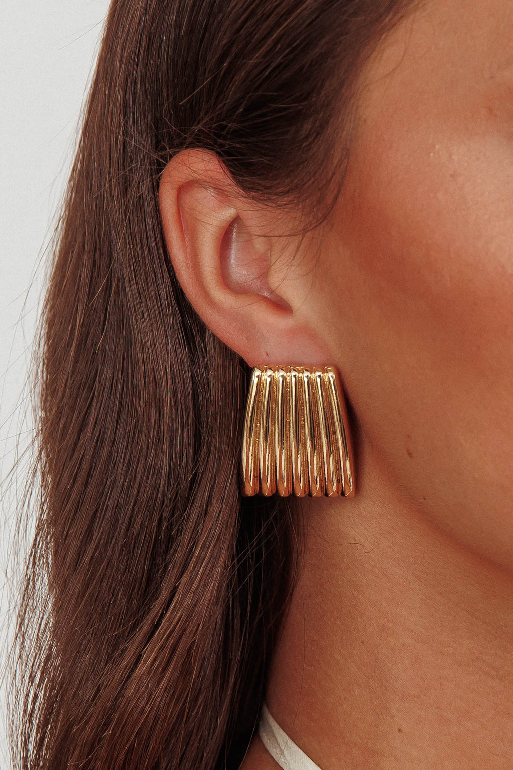 Parker Ridged Geometric Earrings Gold by Selfie Leslie