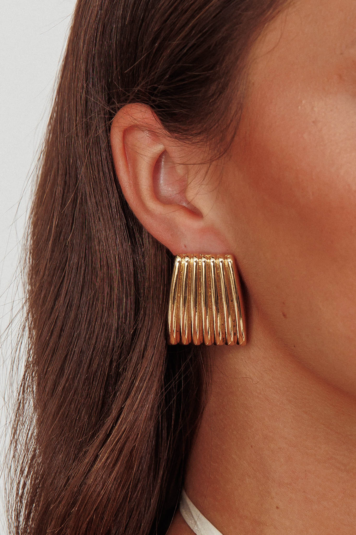 Parker Ridged Geometric Earrings Gold by Selfie Leslie