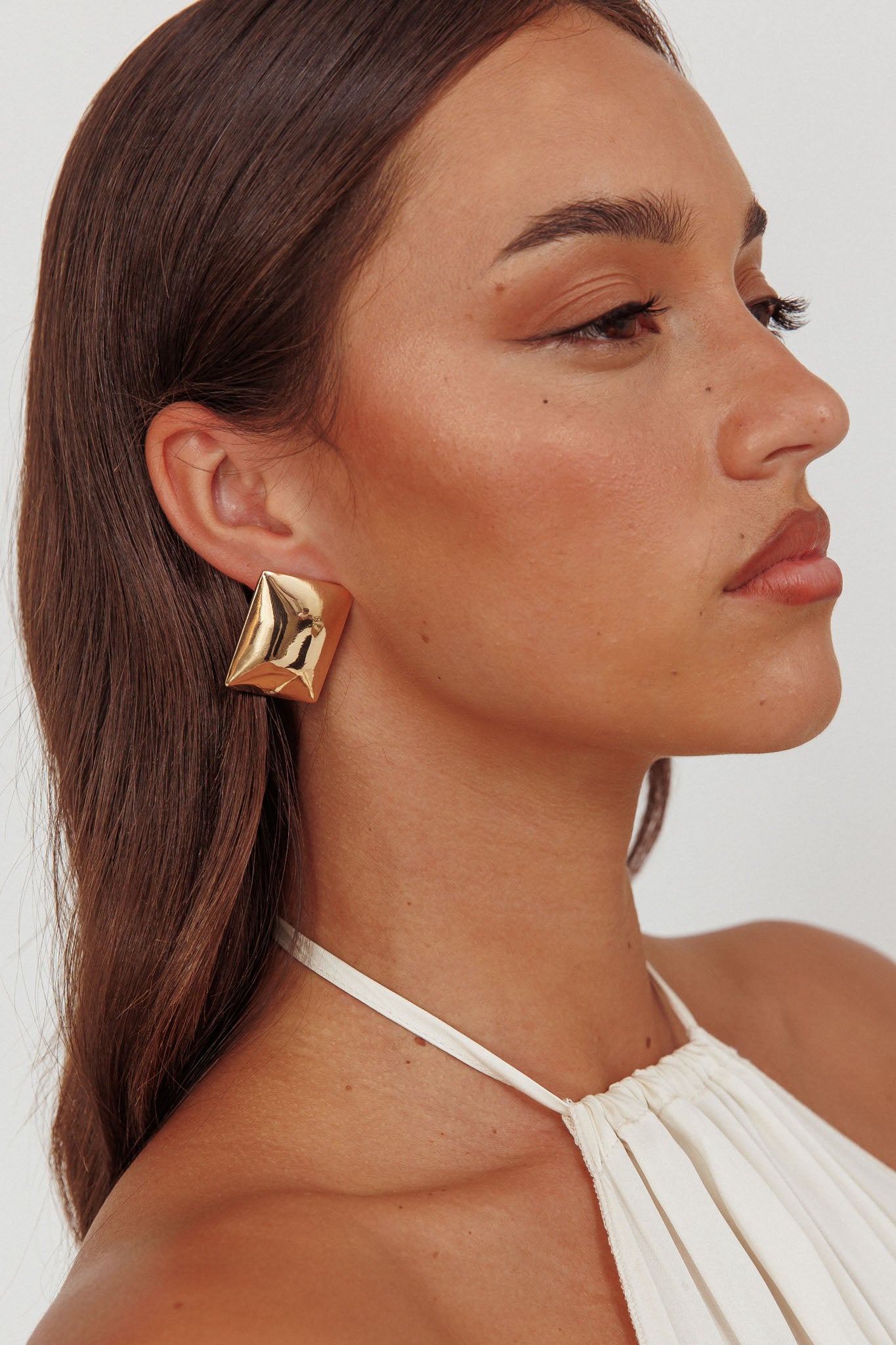 Hendrix Rectangle Cabochon Earrings Gold by Selfie Leslie