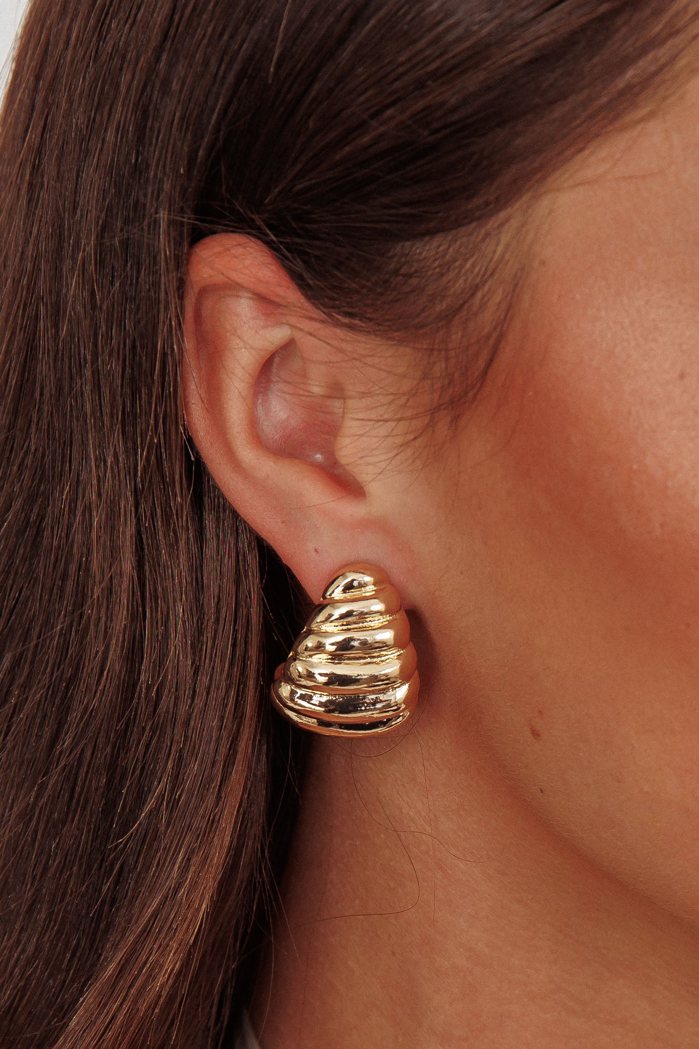 Lune Ridged Croissant Earrings Gold by Selfie Leslie
