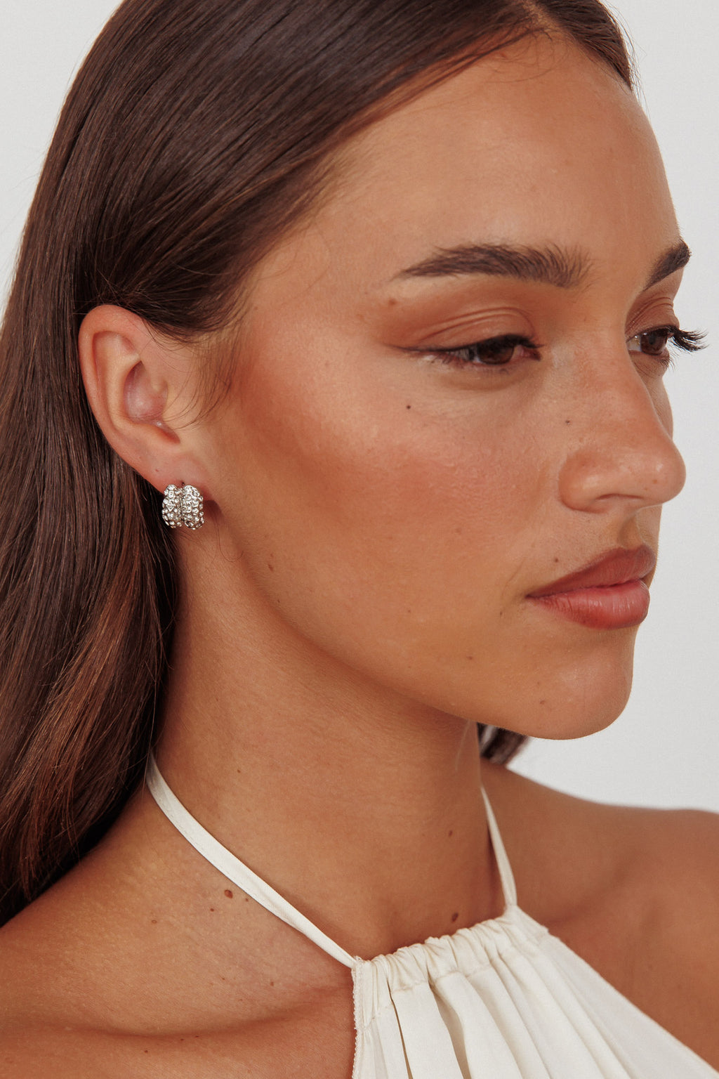 Eliza Pave Earrings Silver Diamante by Selfie Leslie