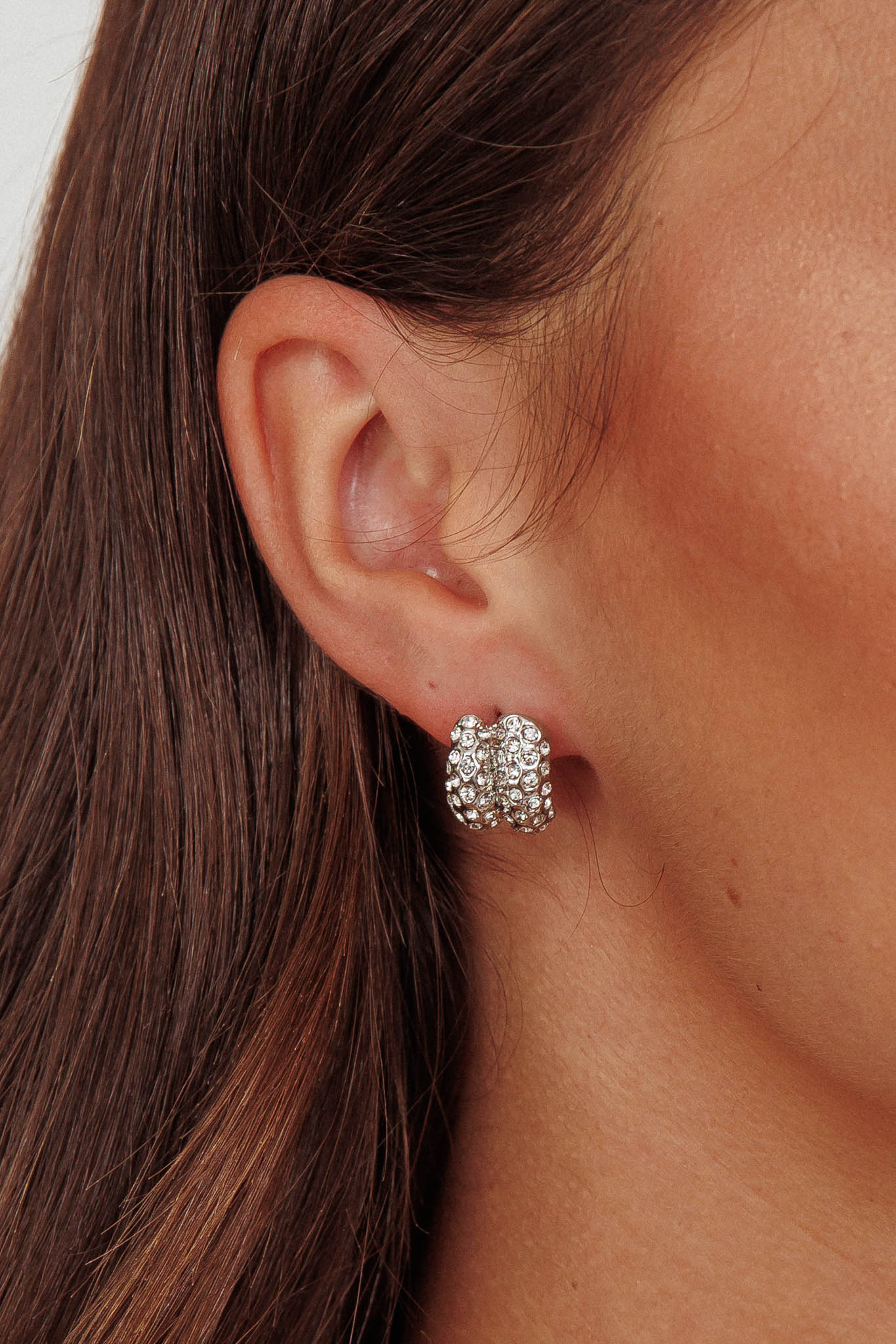 Eliza Pave Earrings Silver Diamante by Selfie Leslie