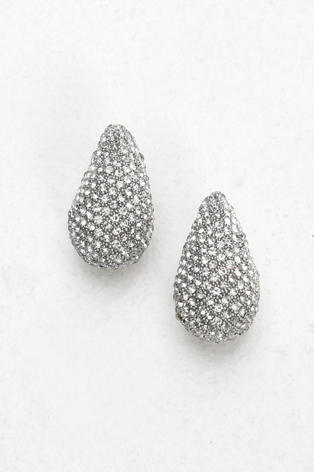 Nebula Pave Teardrop Earrings Silver Diamante by Selfie Leslie