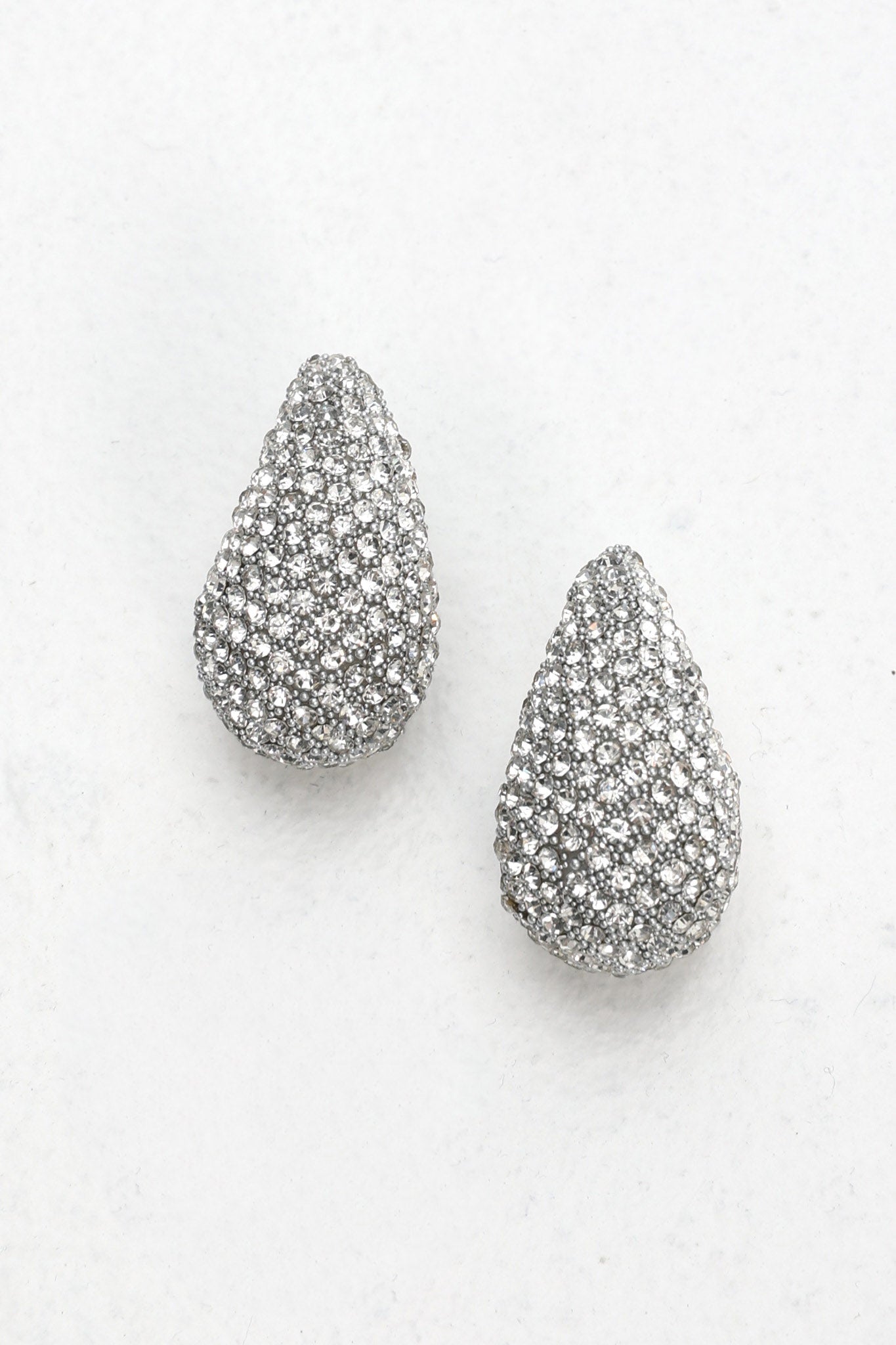 Nebula Pave Teardrop Earrings Silver Diamante by Selfie Leslie