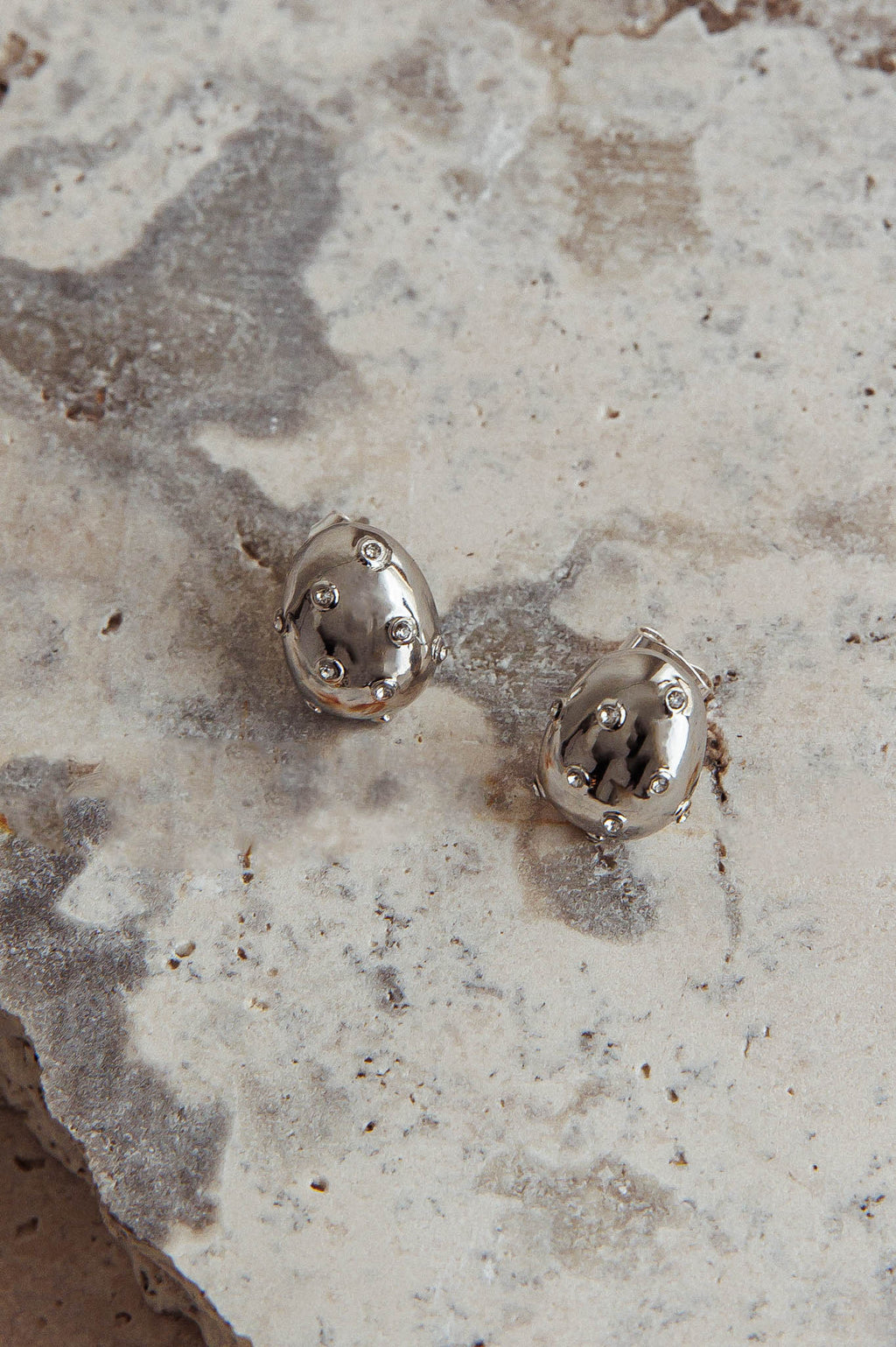 Billie Diamante Pebble Earrings Dark Silver by Selfie Leslie