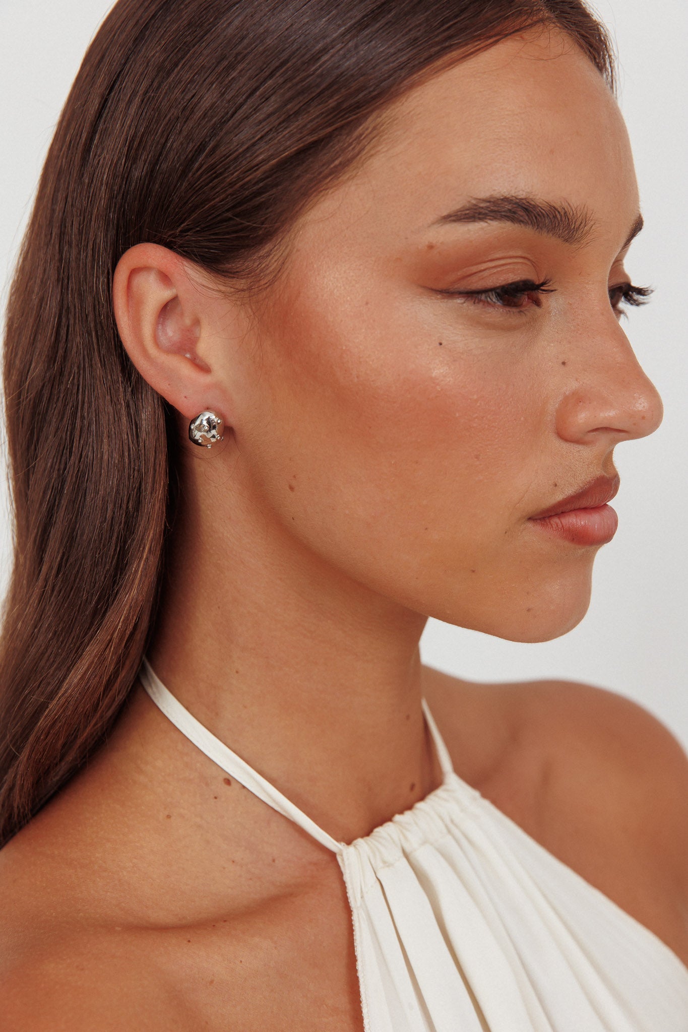 Billie Diamante Pebble Earrings Dark Silver by Selfie Leslie