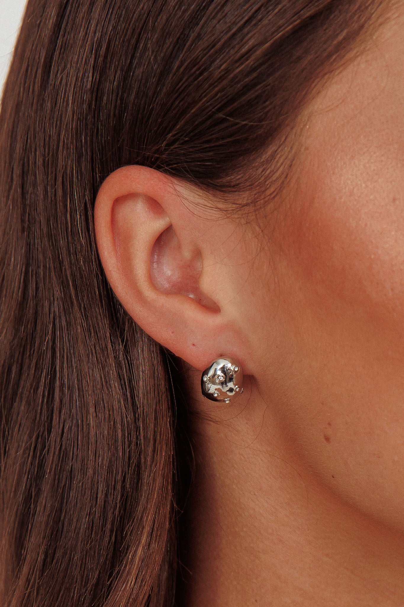 Billie Diamante Pebble Earrings Dark Silver by Selfie Leslie