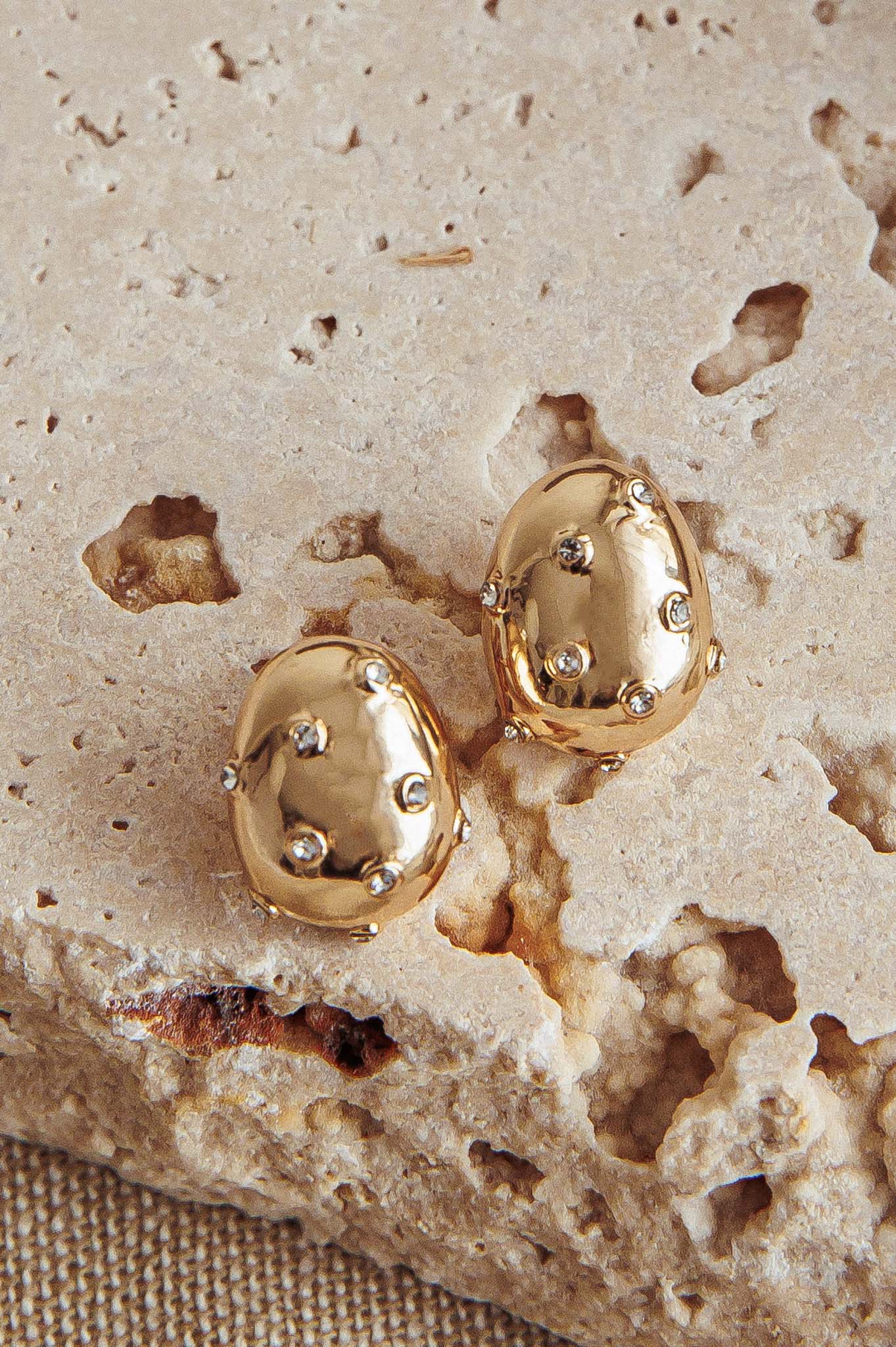 Billie Diamante Pebble Earrings Gold by Selfie Leslie