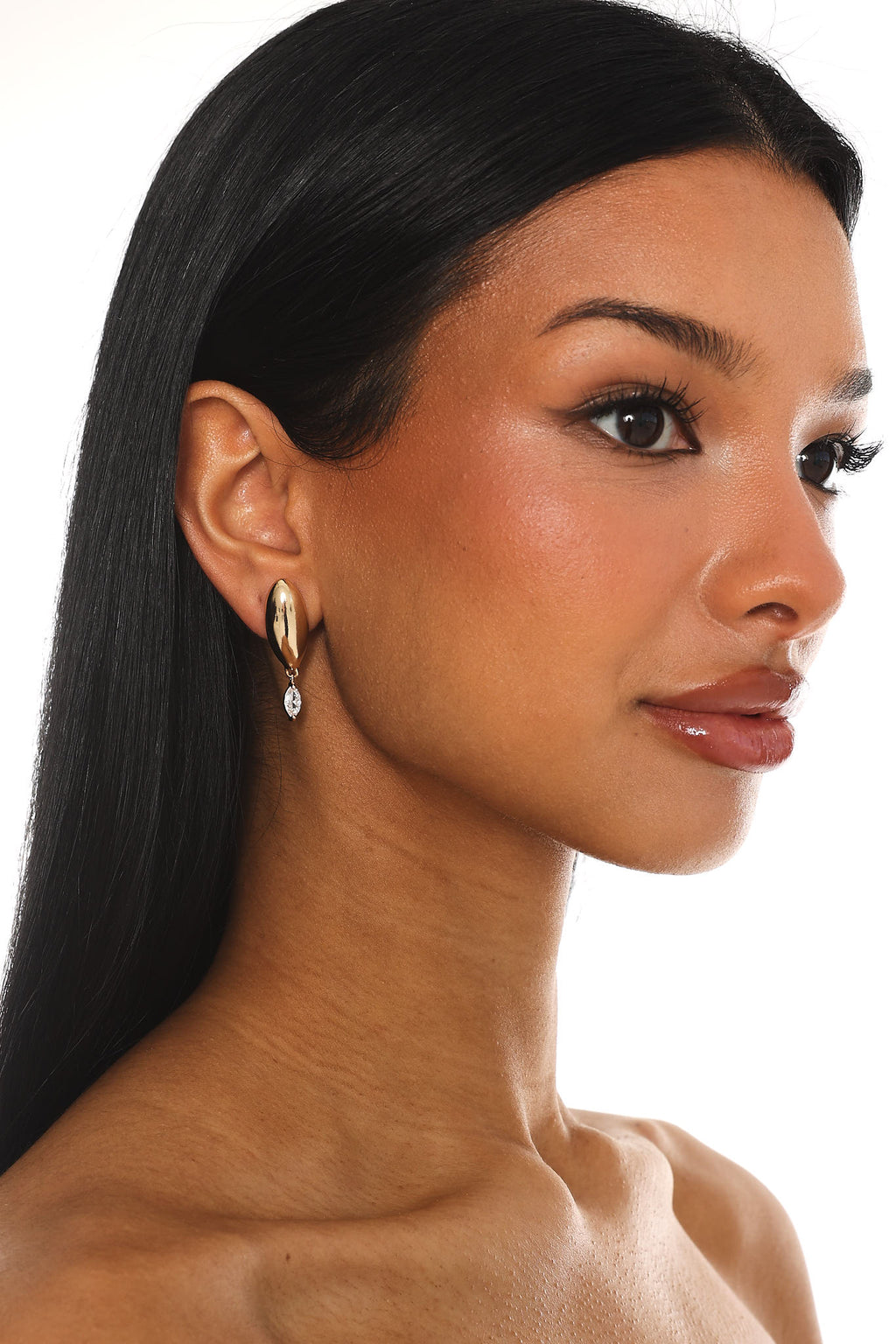 Tamieka Marquise Droplet Earrings Gold/Diamante by Selfie Leslie