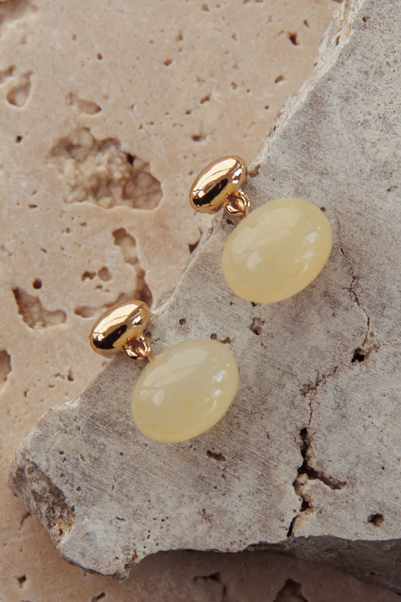 Love Song Oval Cabochon Earrings Gold/Ivory Tort by Selfie Leslie