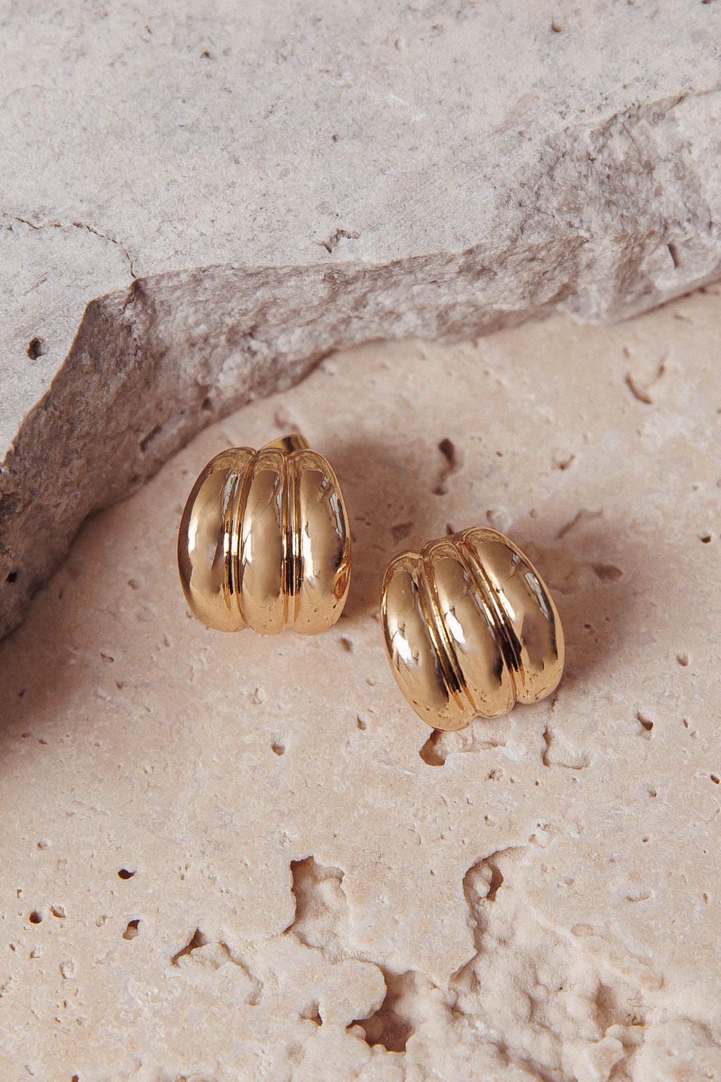Melanie Ridged Earrings Gold by Selfie Leslie