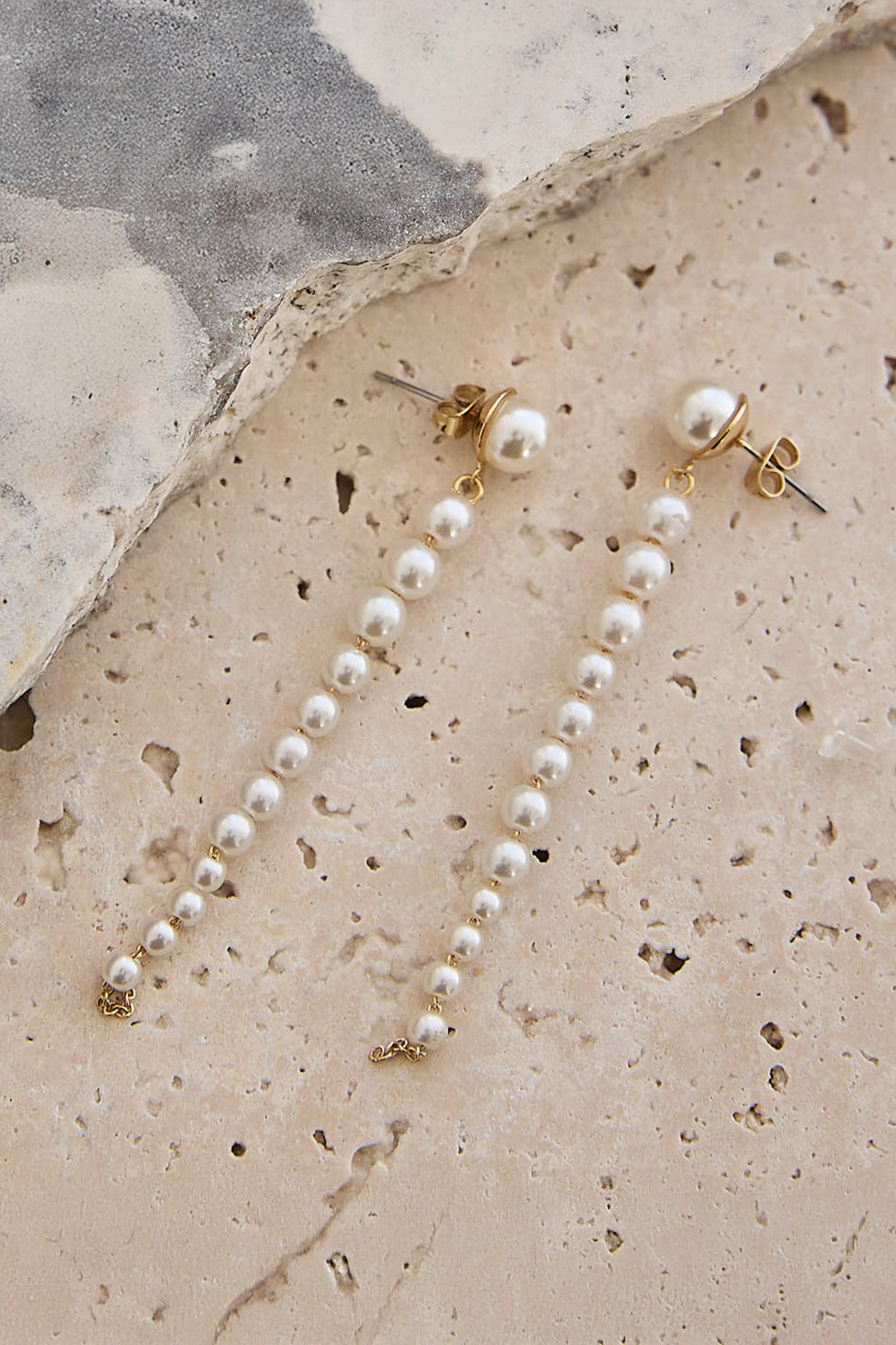 Micha Strand Drop Earrings Pearl by Selfie Leslie