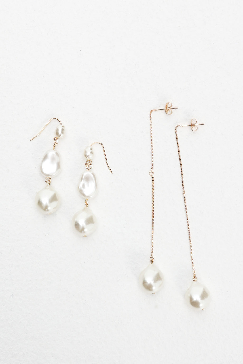 Ninette Faux Pearl Droplet Earrings Gold/Pearl by Selfie Leslie