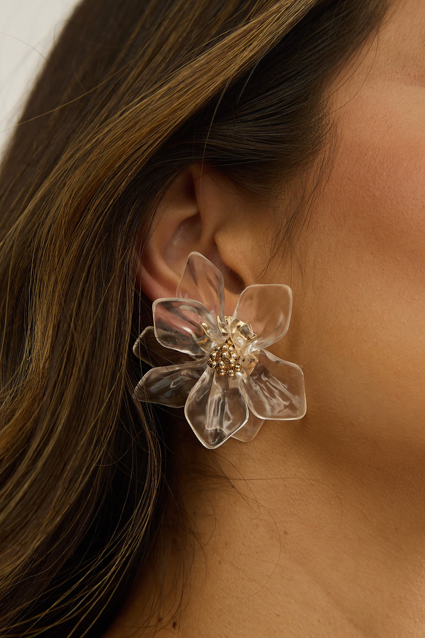 Monika Acrylic Flower Earrings Clear by Selfie Leslie