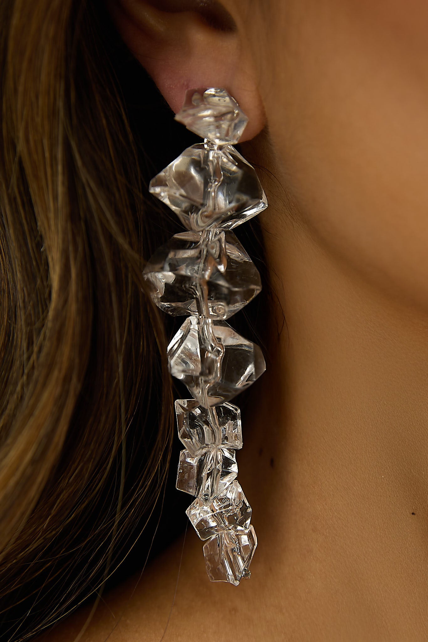 Venusa Irregular Bead Drop Earrings Clear by Selfie Leslie