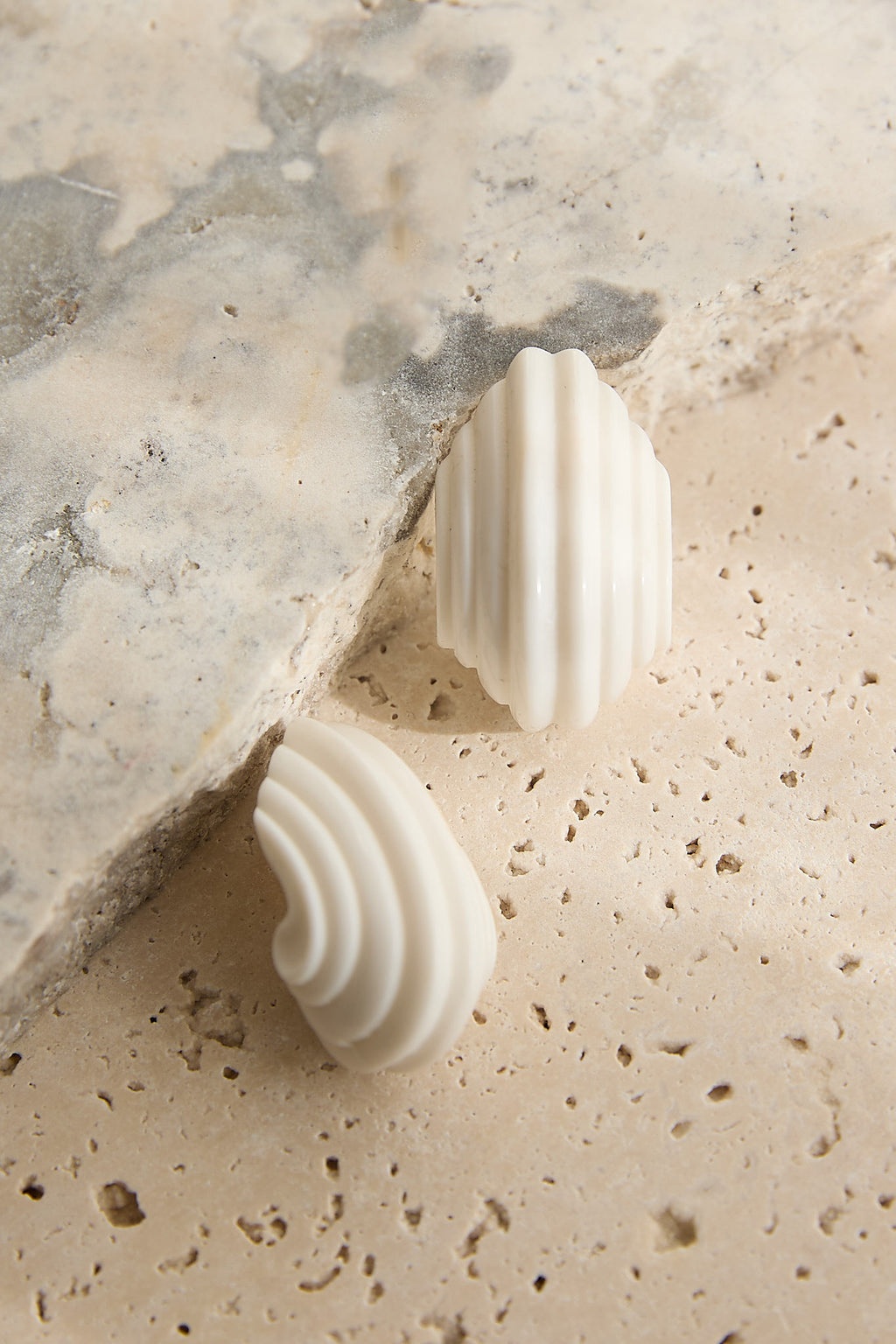 Wynter Ridged Geometric Earrings Ivory by Selfie Leslie