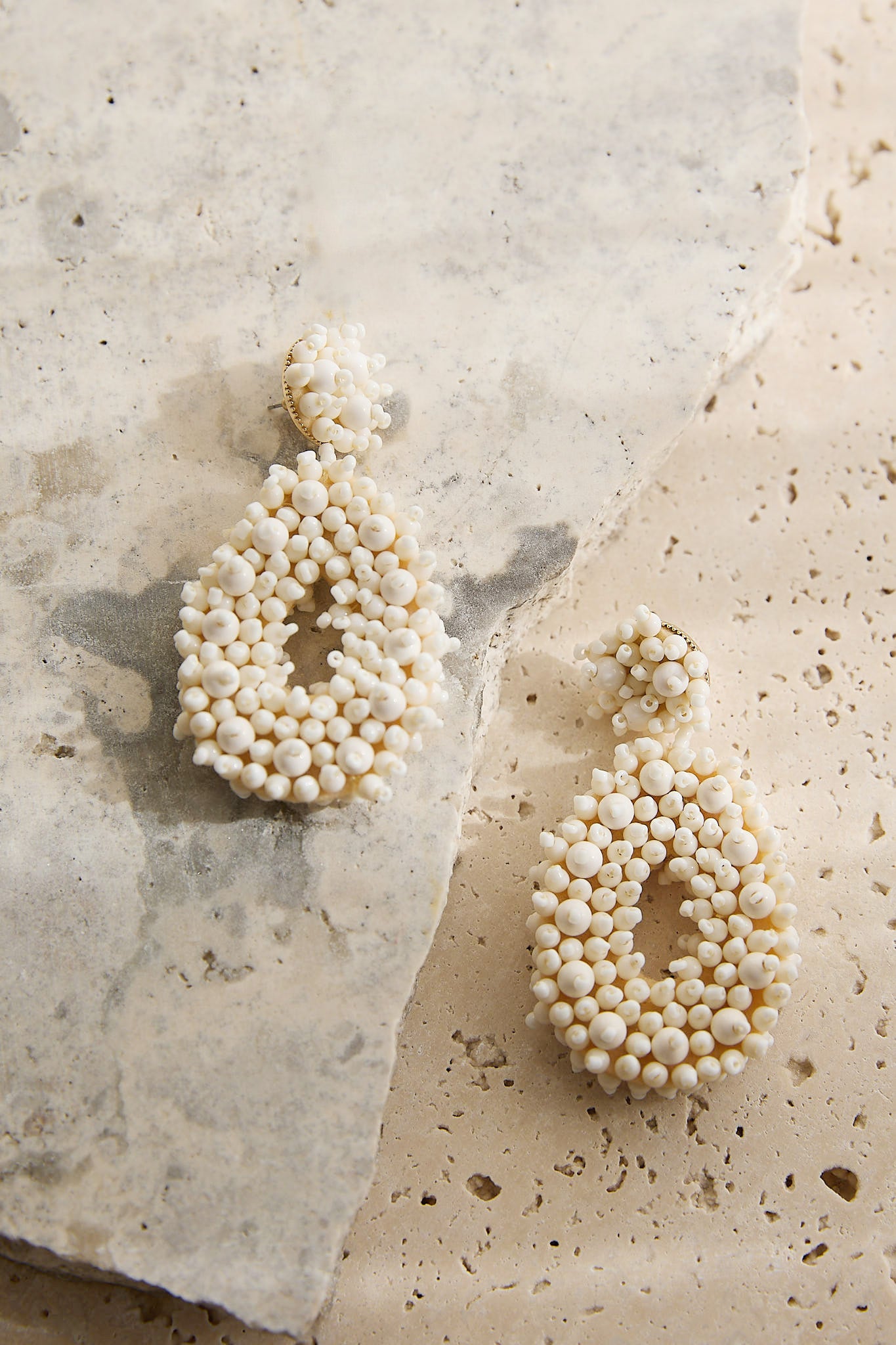 Whisper Bead Embellished Drop Earrings Ivory by Selfie Leslie