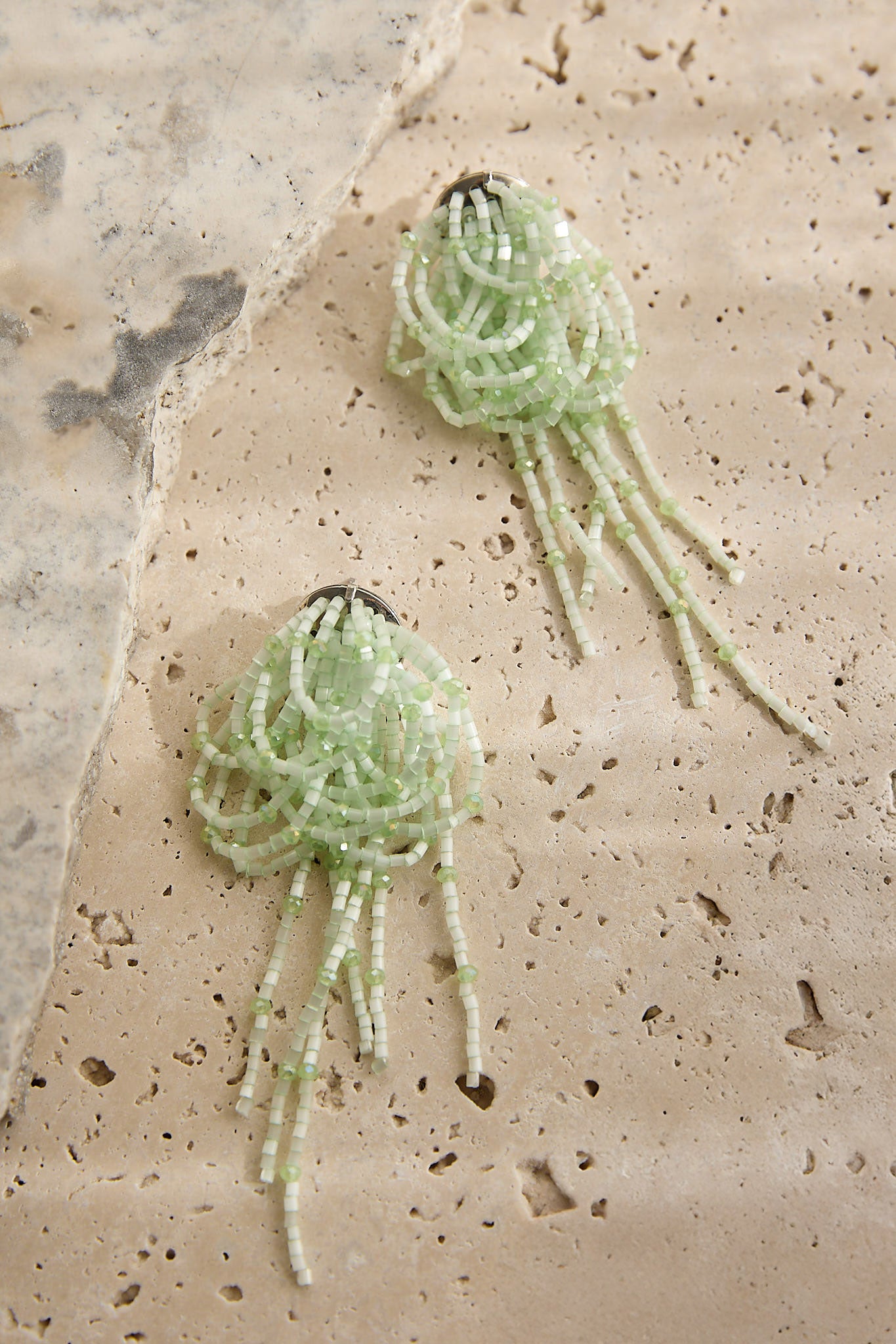 Andora Layered Tassel Bead Earrings Mint by Selfie Leslie