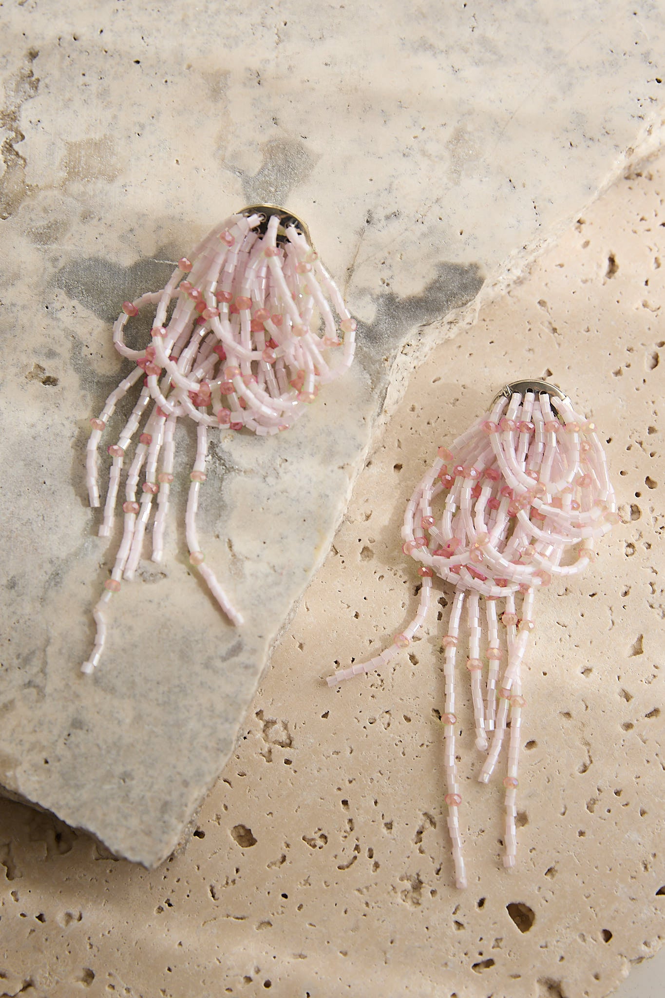 Andora Layered Tassel Bead Earrings Soft Pink by Selfie Leslie