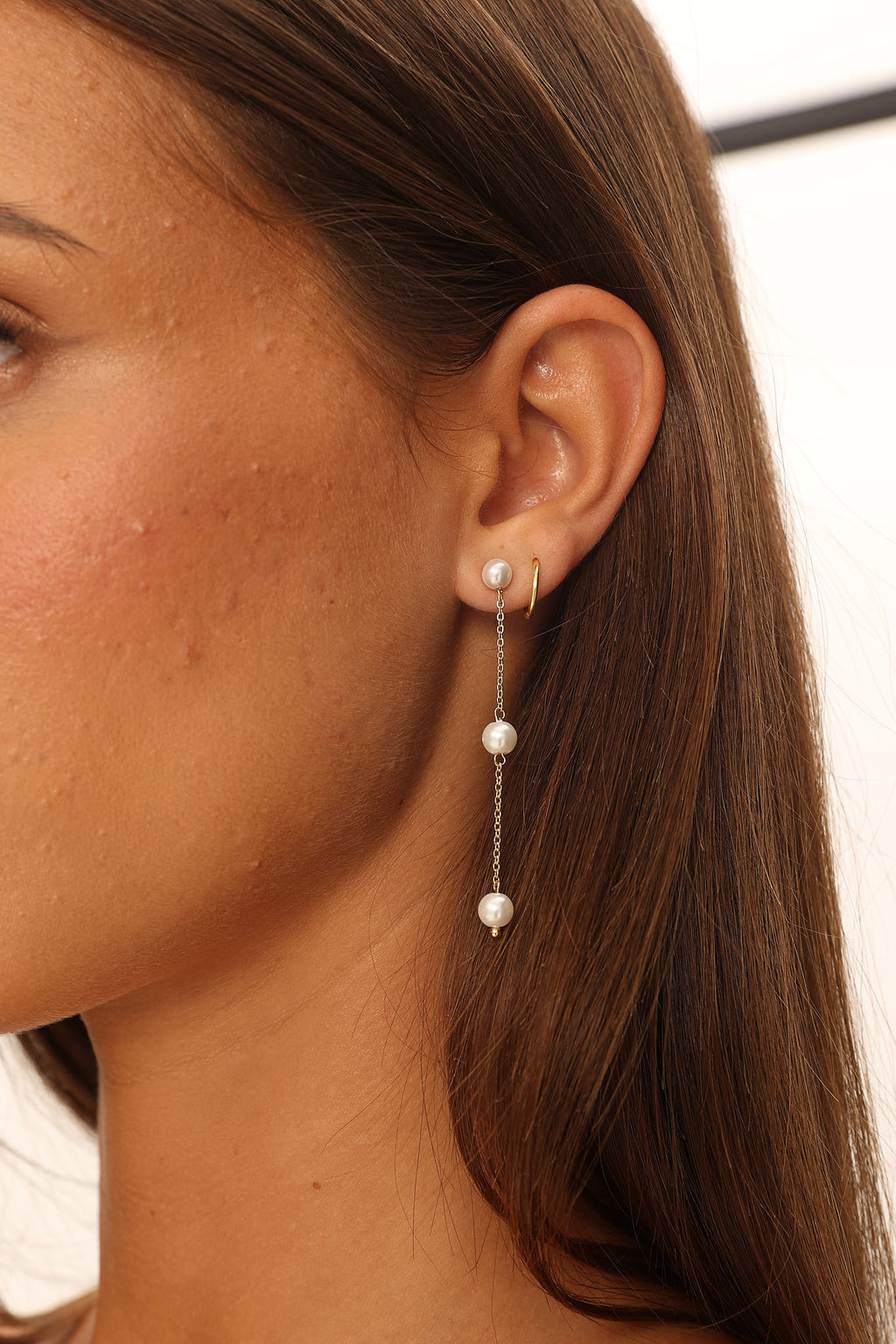 Ophir Chain Drop Earrings Gold Pearl by Selfie Leslie