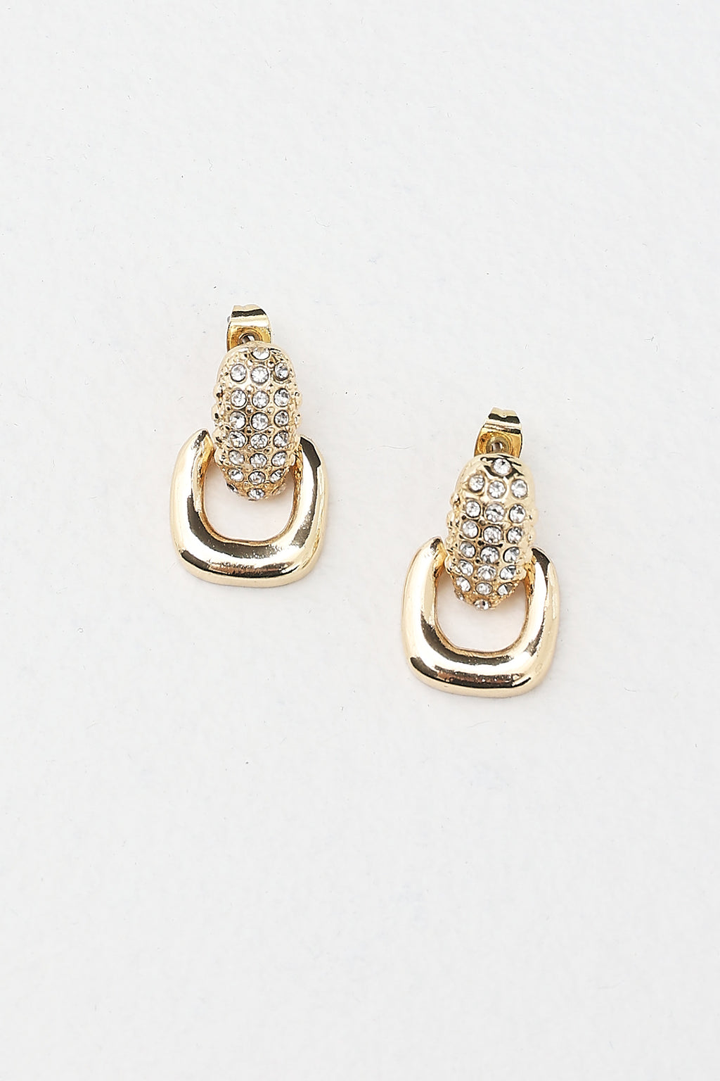 Memories Diamante Link Stud Earrings Gold by Selfie Leslie