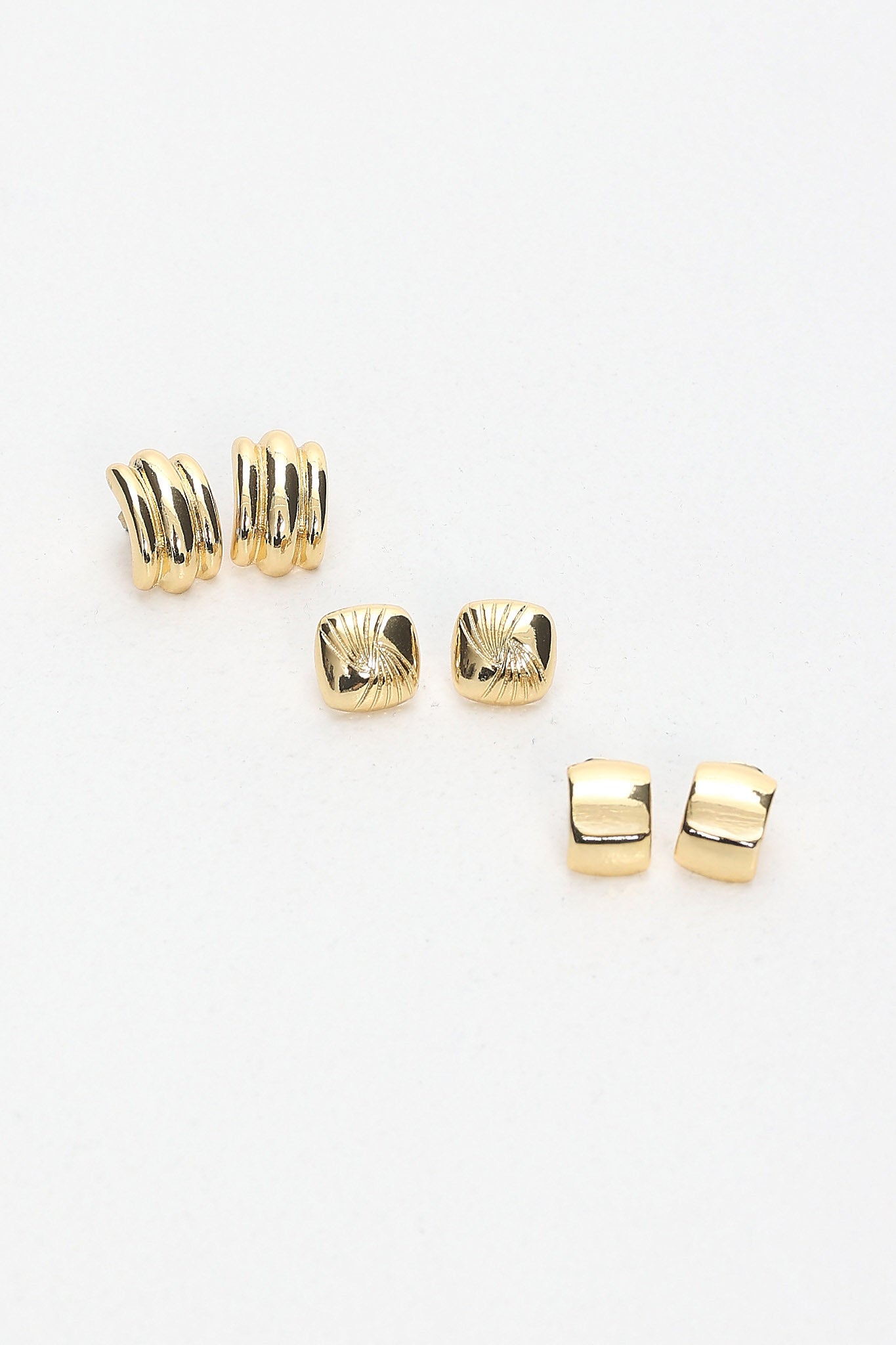 Irma Geometric Stud Earrings Set Gold by Selfie Leslie