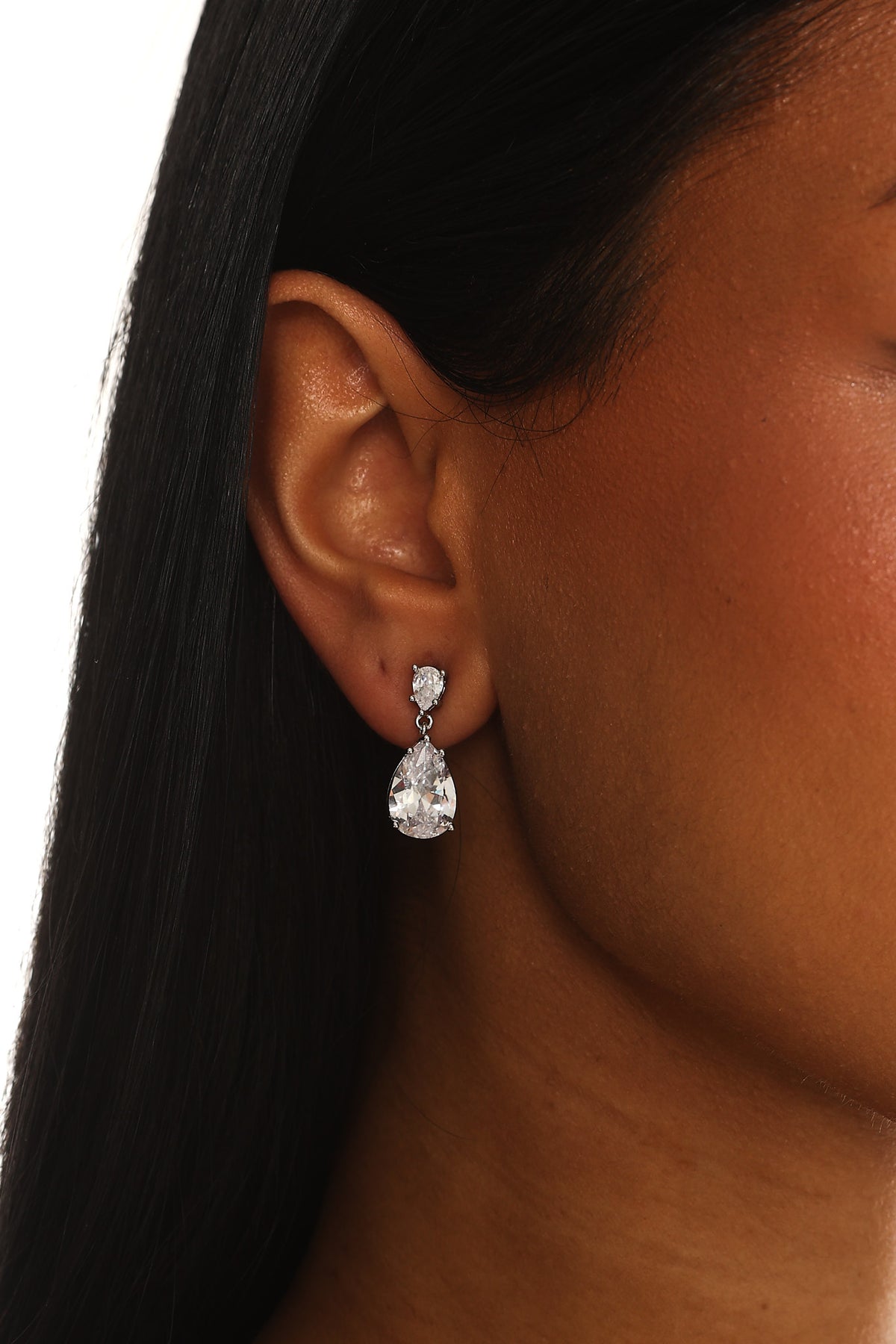 Devine Teardrop Drop Earrings Silver