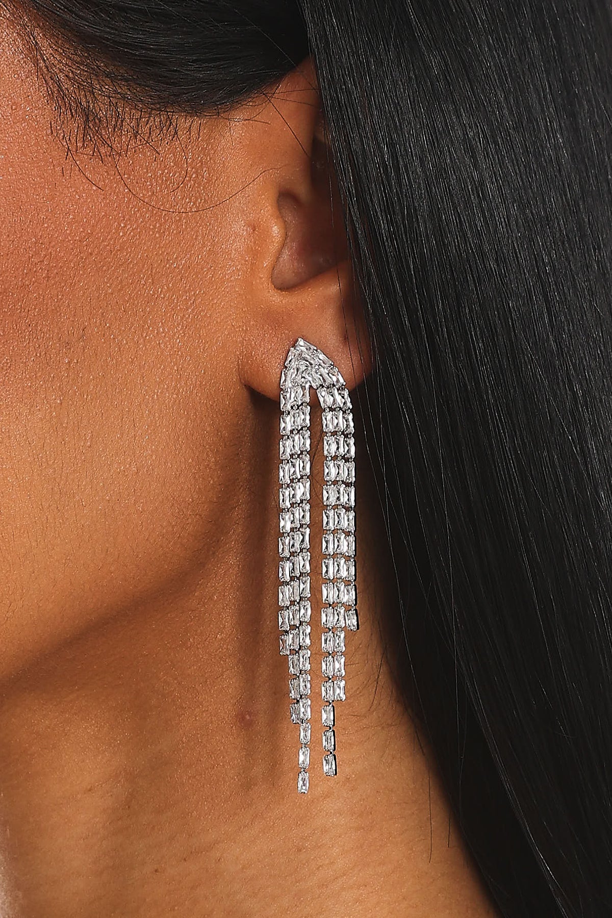 Cascadia Fringe Drop Earrings Silver by Selfie Leslie