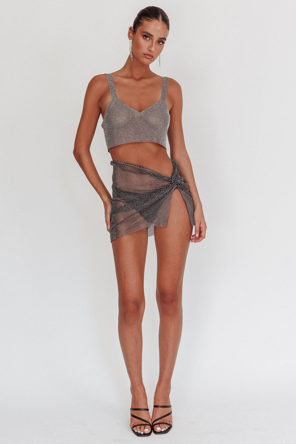 Lumina Diamante Crop Top Black by Selfie Leslie