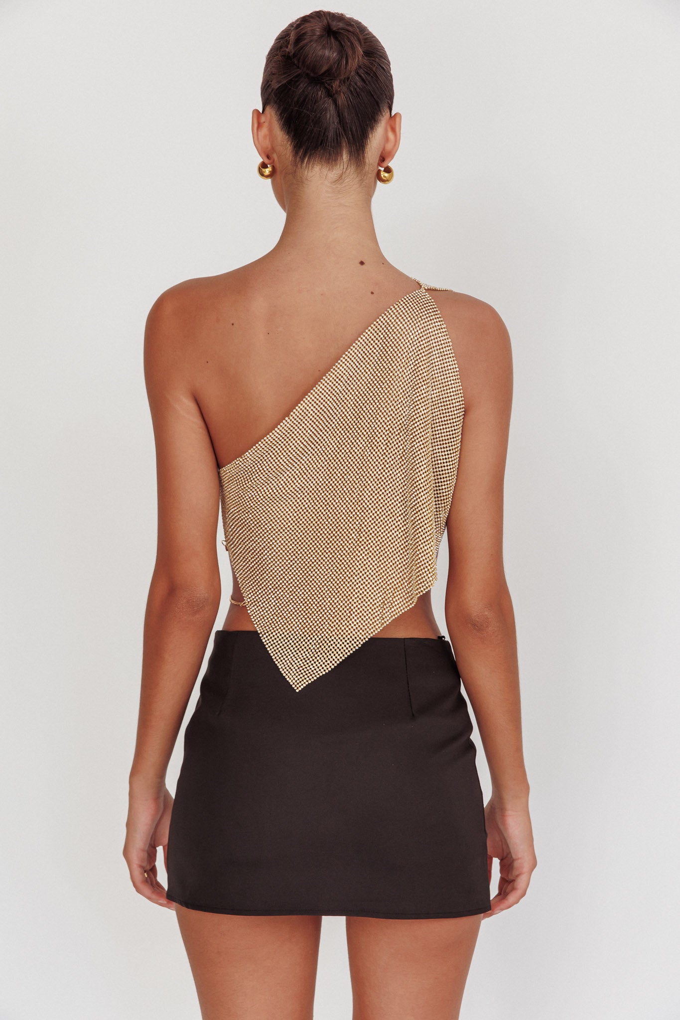 Sun Dial One Shoulder Diamante Top Gold by Selfie Leslie