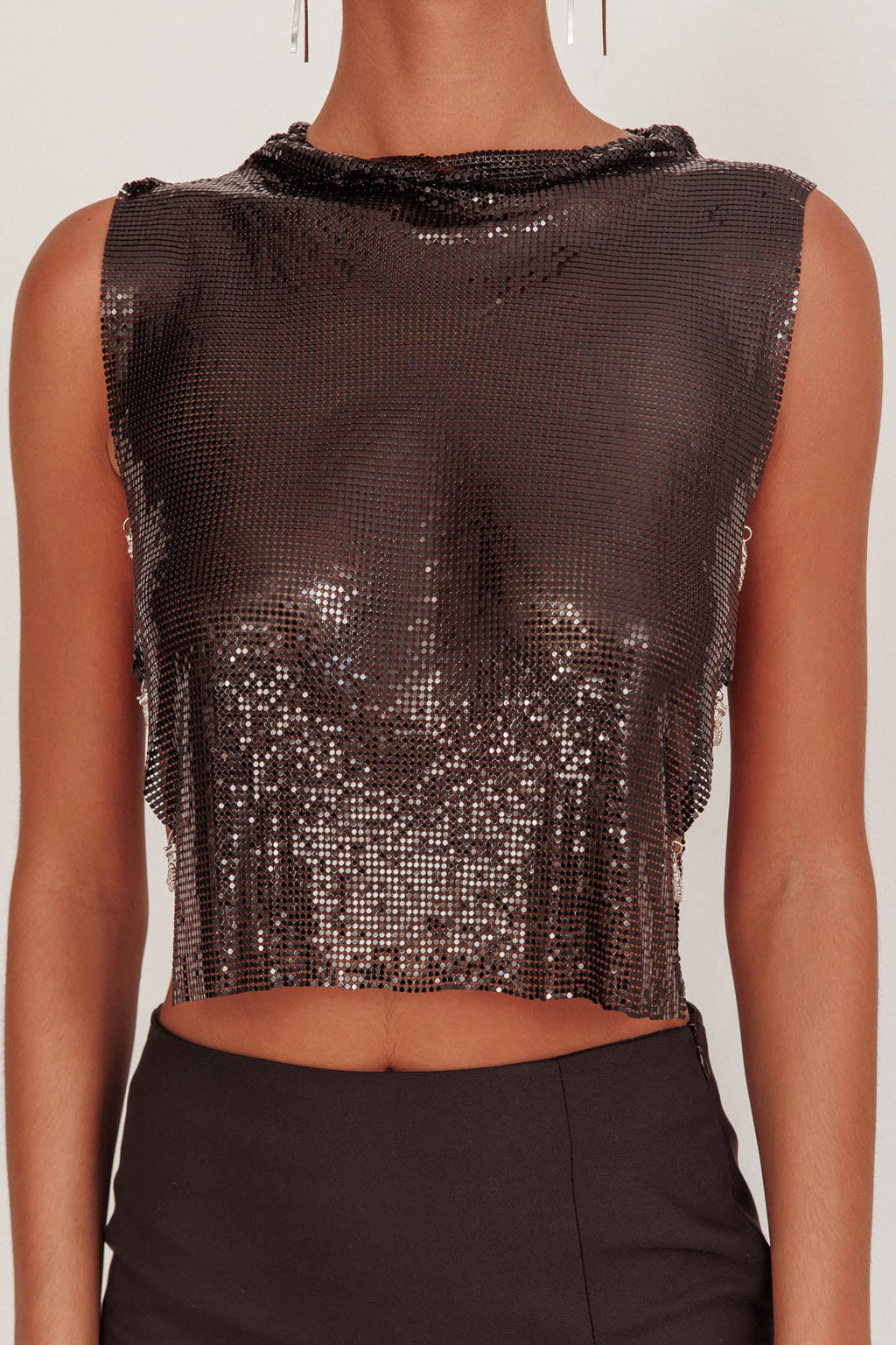 Breakdance Metal Mesh Top Black by Selfie Leslie