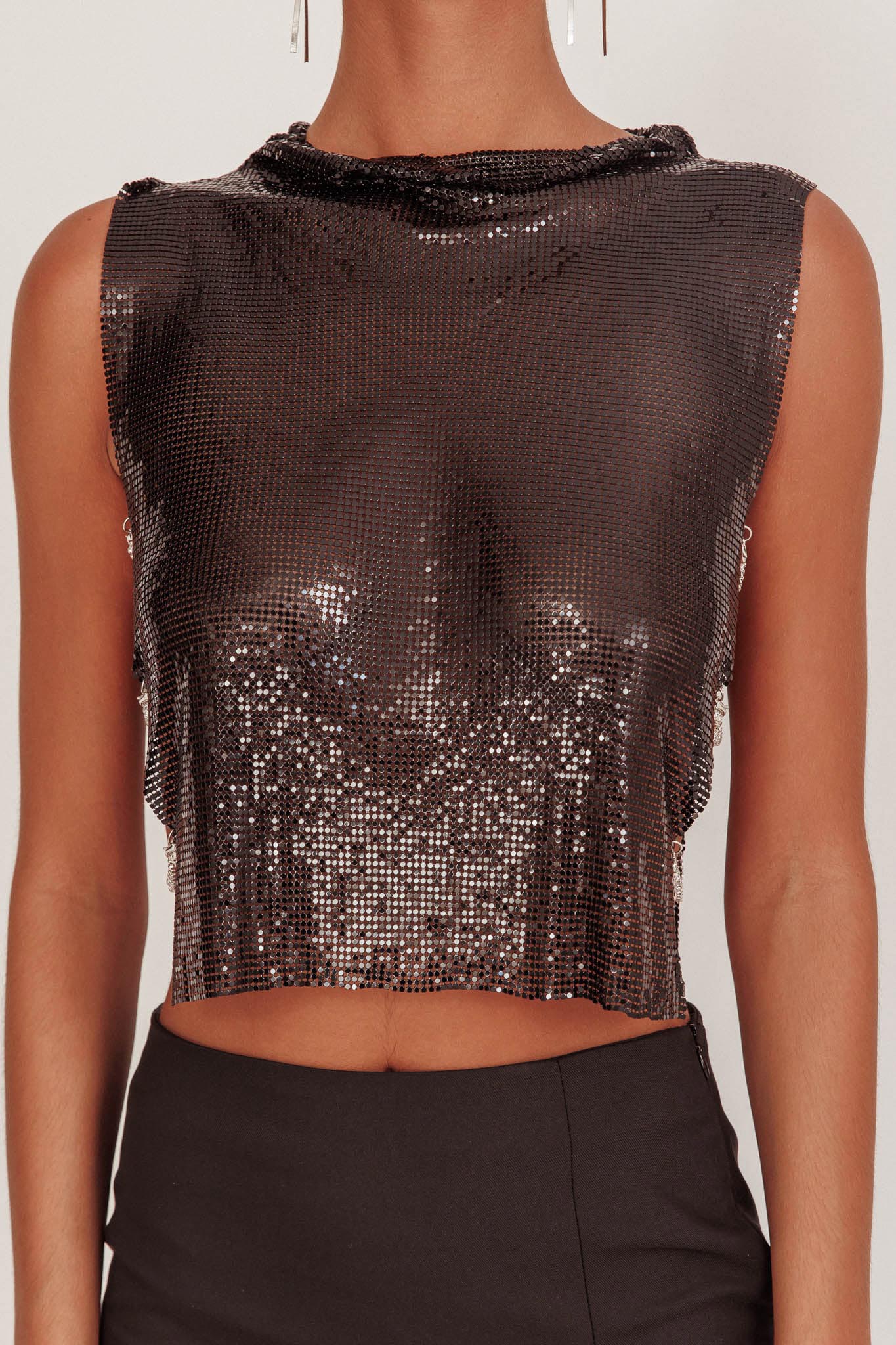 Breakdance Metal Mesh Top Black by Selfie Leslie