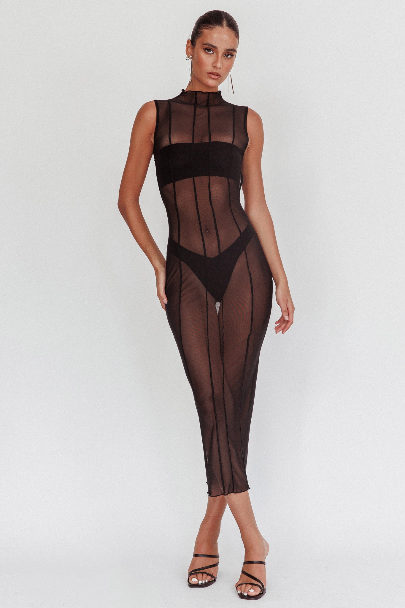 Ciera Sheer Maxi Dress Black by Selfie Leslie