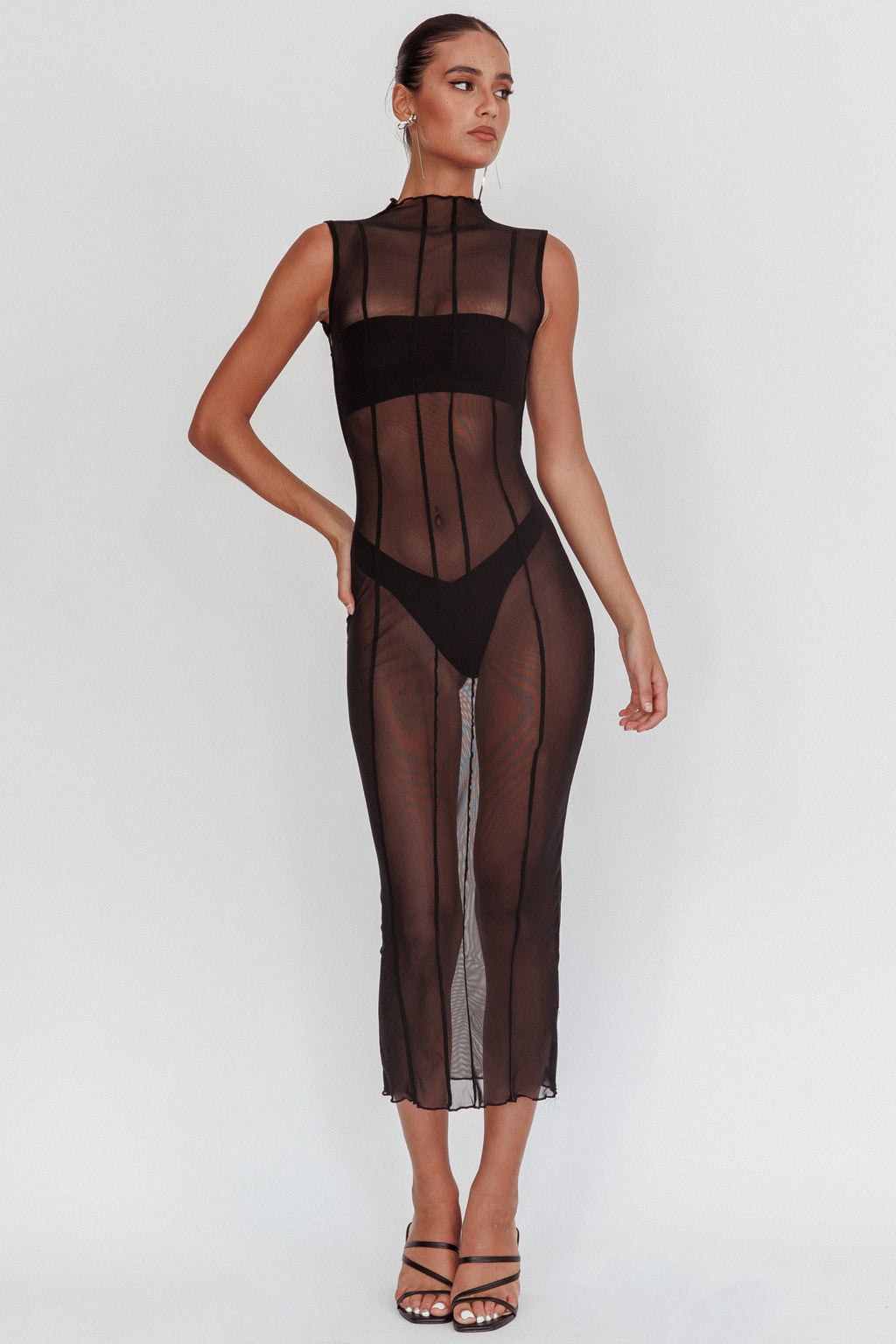 Ciera Sheer Maxi Dress Black by Selfie Leslie