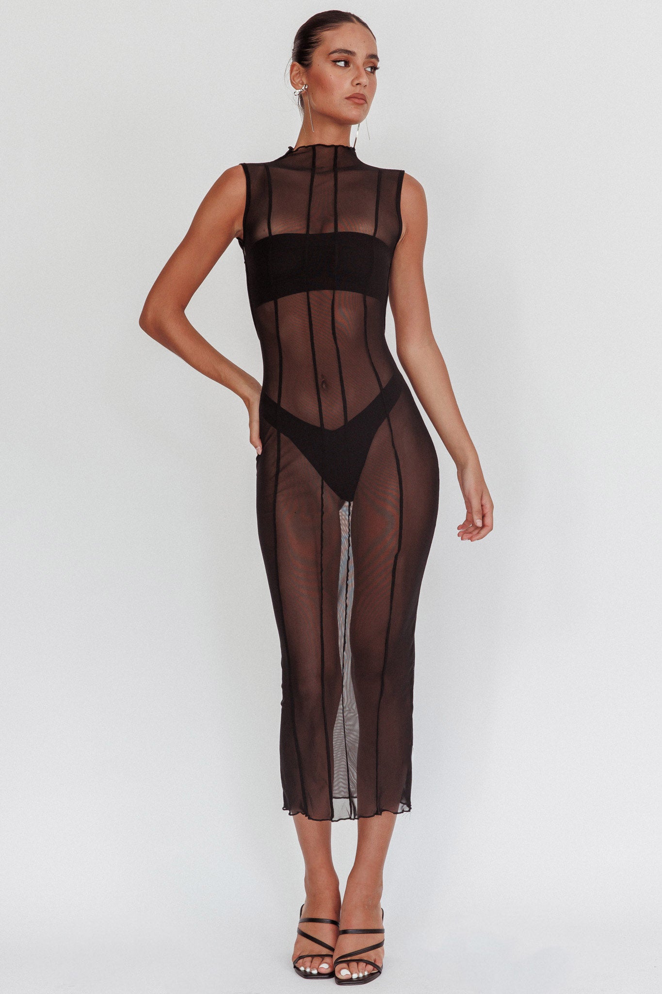 Ciera Sheer Maxi Dress Black by Selfie Leslie