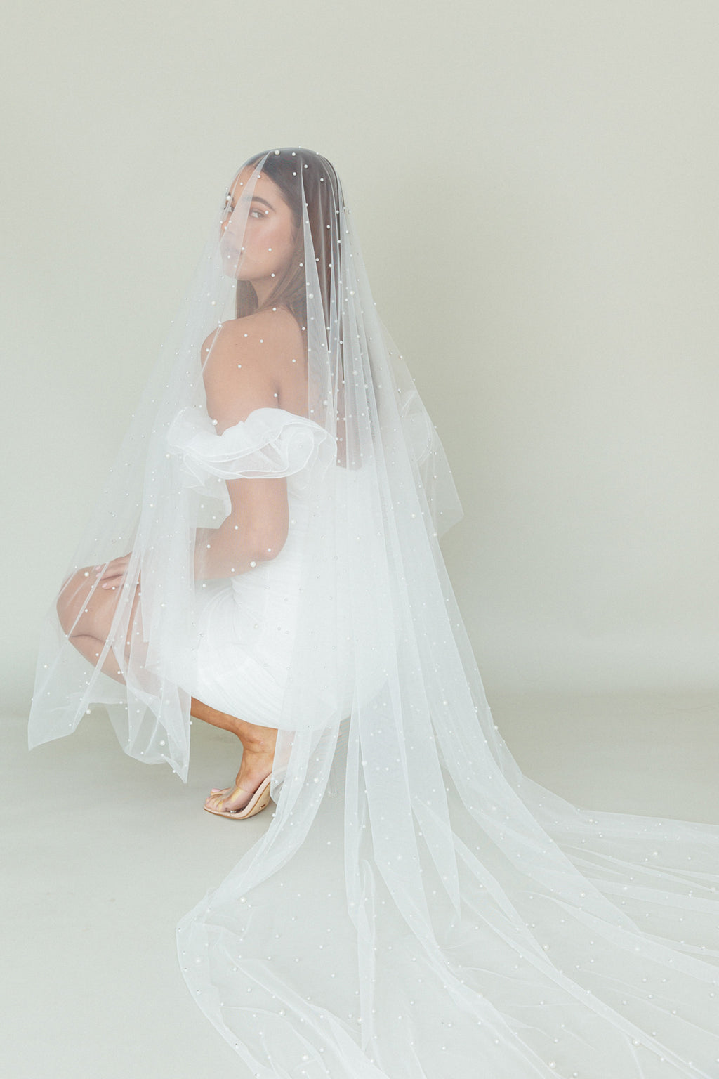 Angela Pearl Embellished Veil White by Selfie Leslie