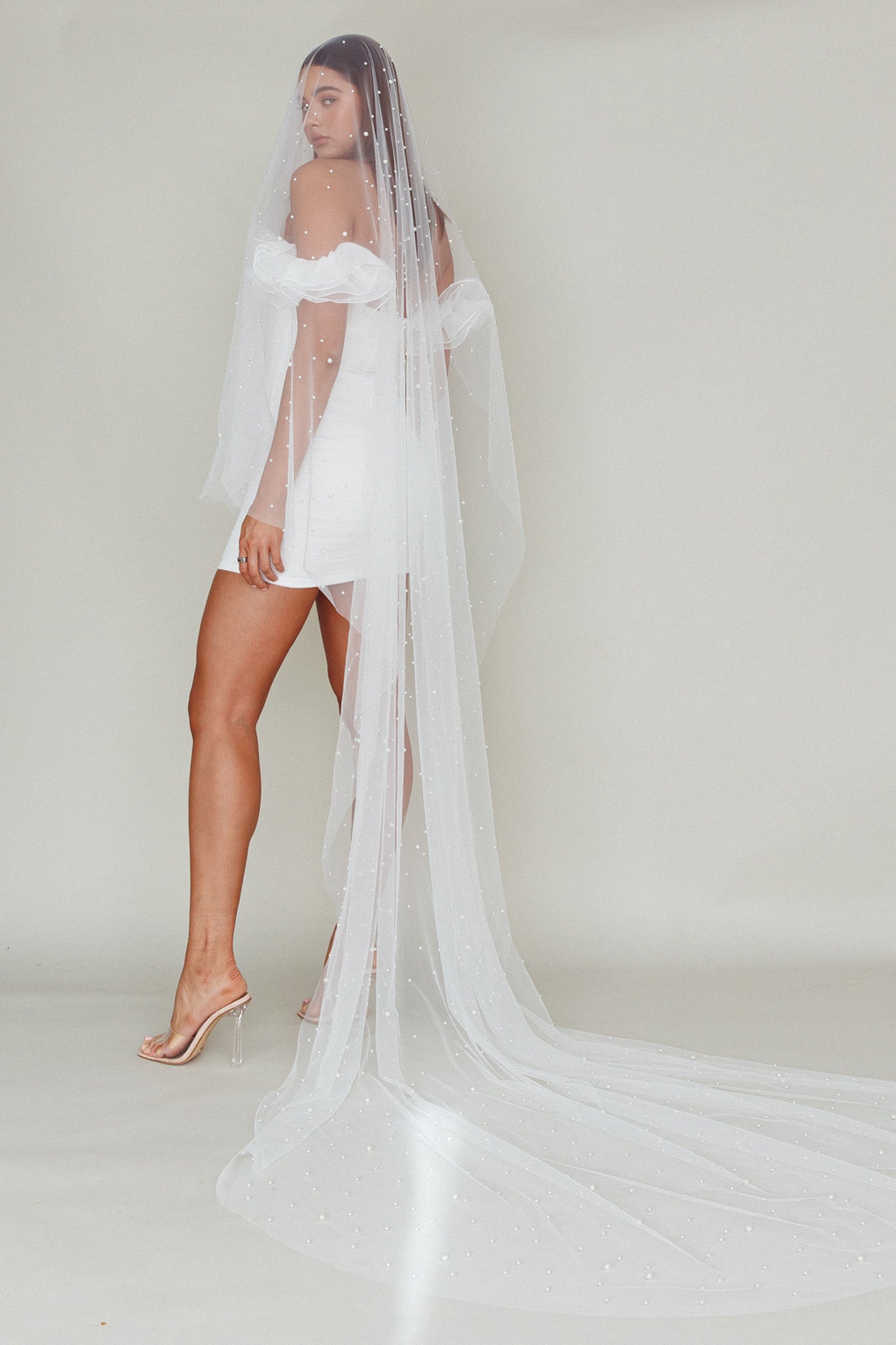 Angela Pearl Embellished Veil White | Selfie Leslie